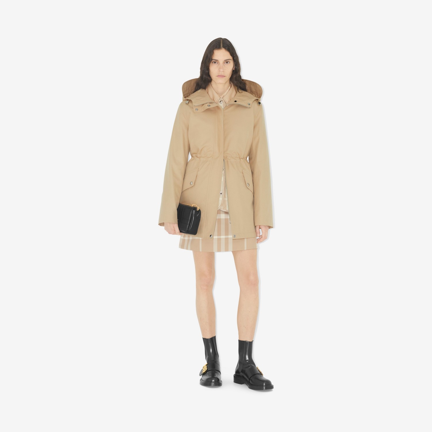 Tropical Gabardine Hooded Parka in Soft Fawn - Women | Burberry® Official
