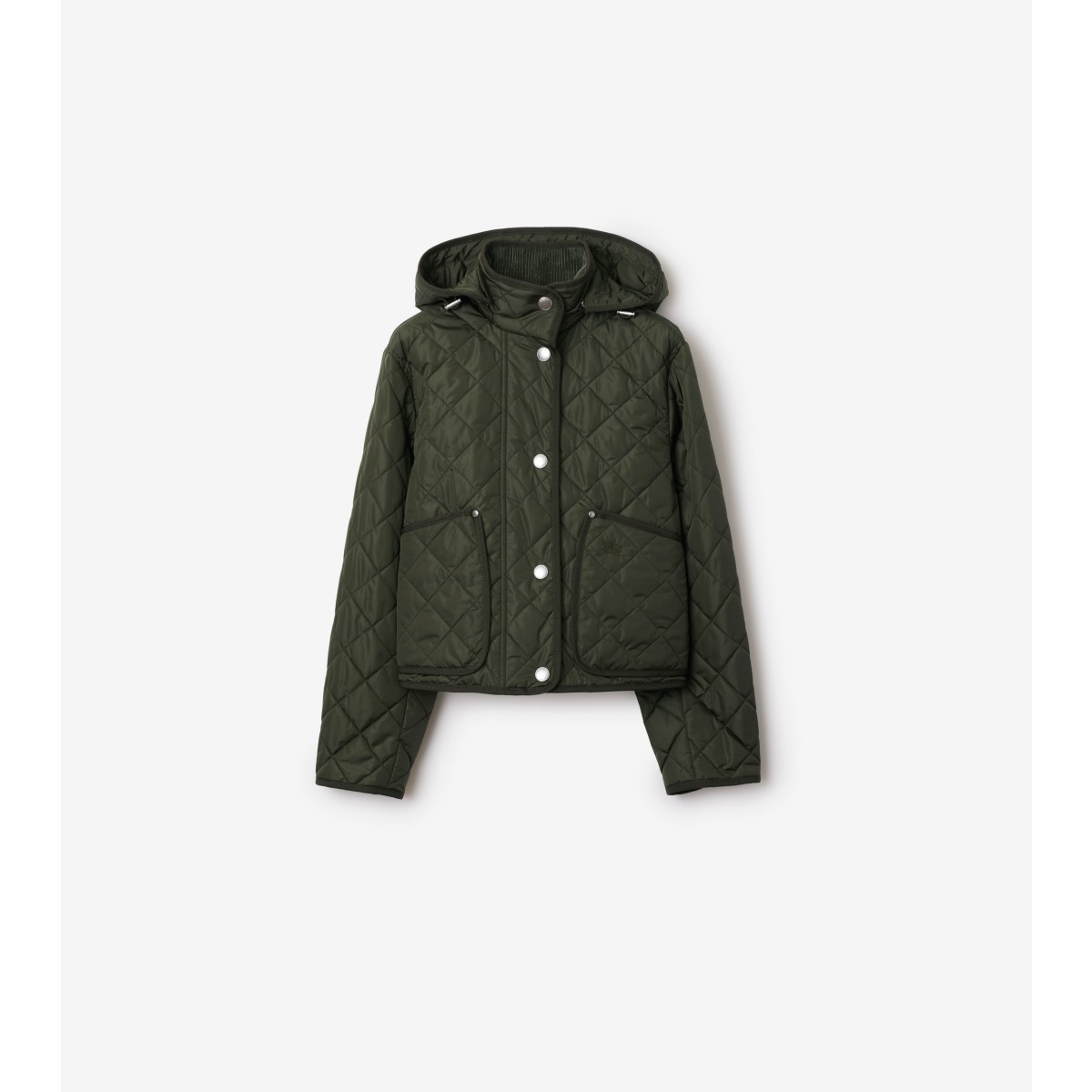 Shop Burberry Cropped Quilted Nylon Jacket In Loch