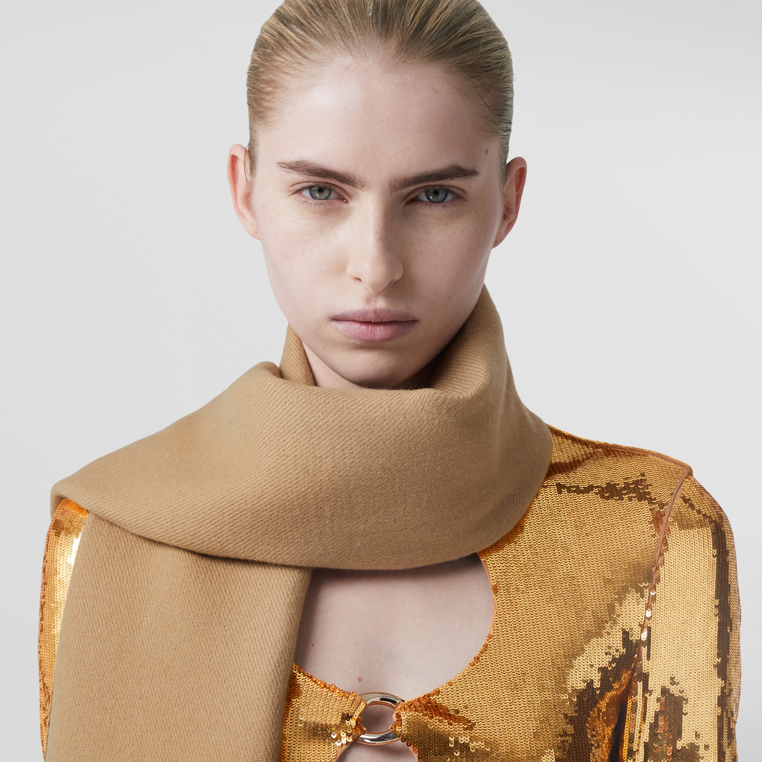 Logo Wool Blend Scarf in Camel/light Blush | Burberry® Official - 3