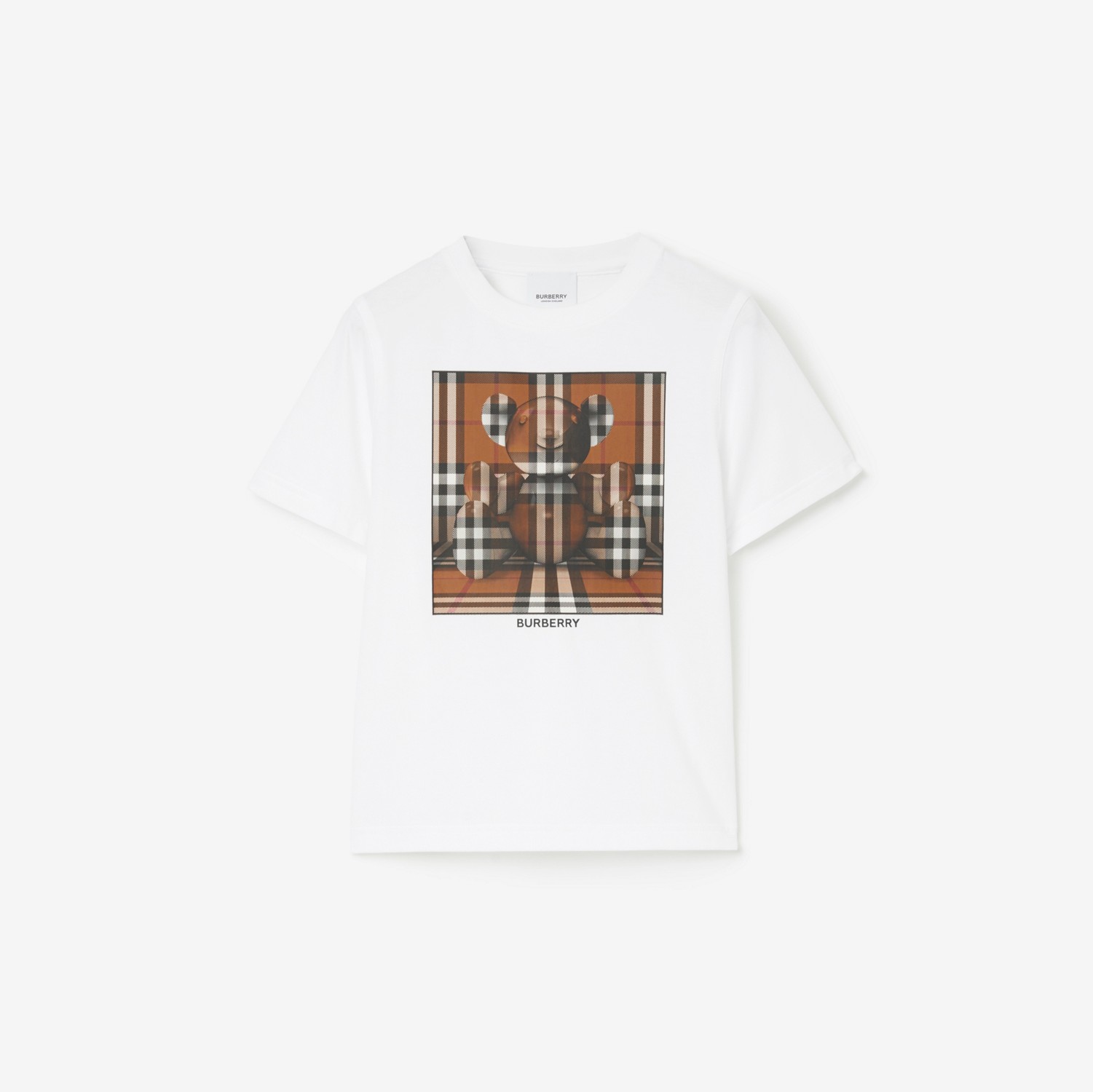 Thomas Bear Cotton T-shirt in White/dark Birch Brown | Burberry® Official