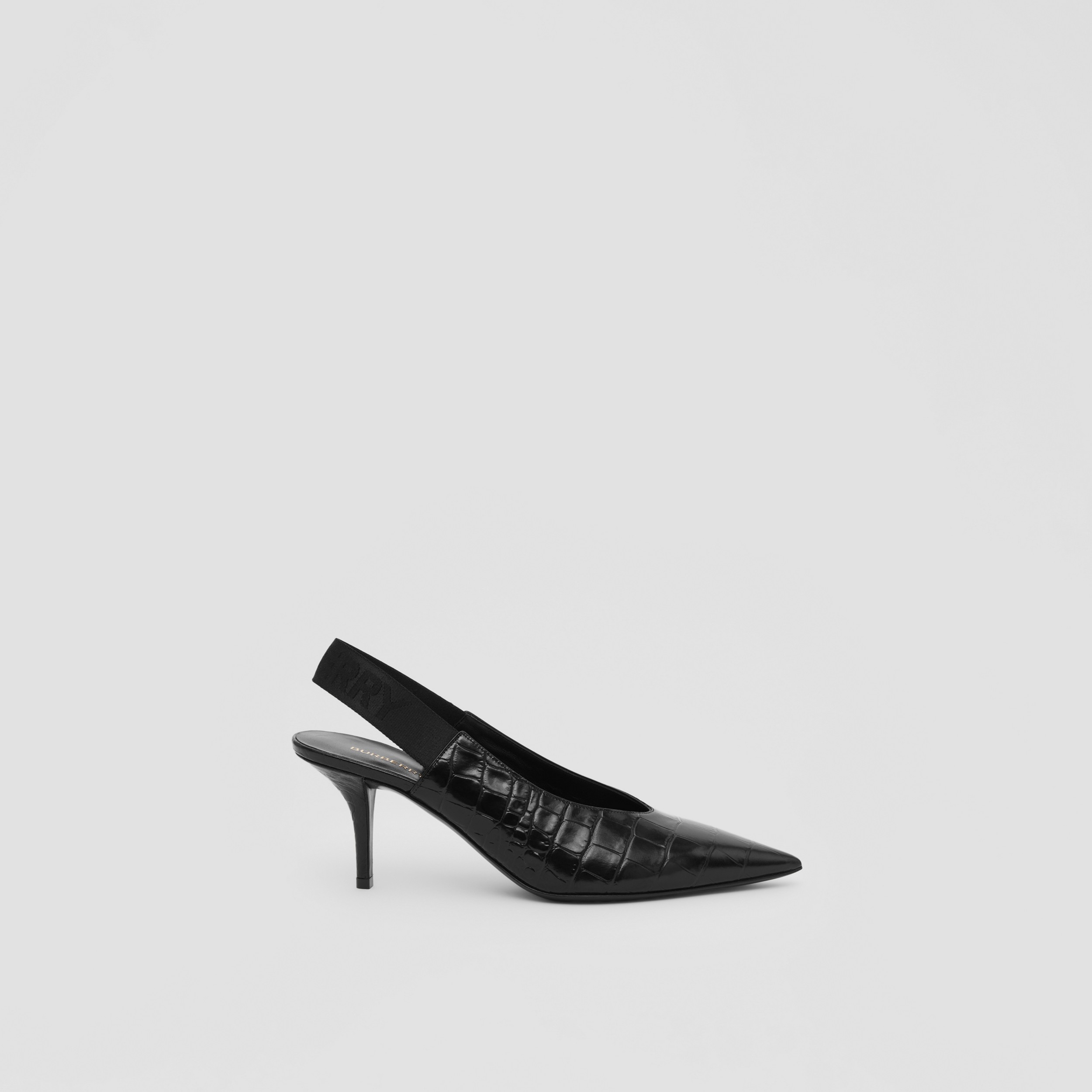 Embossed Leather Slingback Pumps in Black - Women | Burberry® Official - 1
