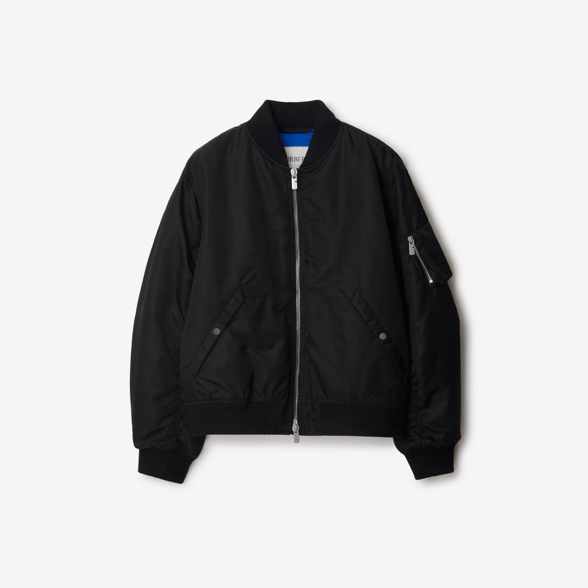 Shop Burberry Nylon Bomber Jacket In Black