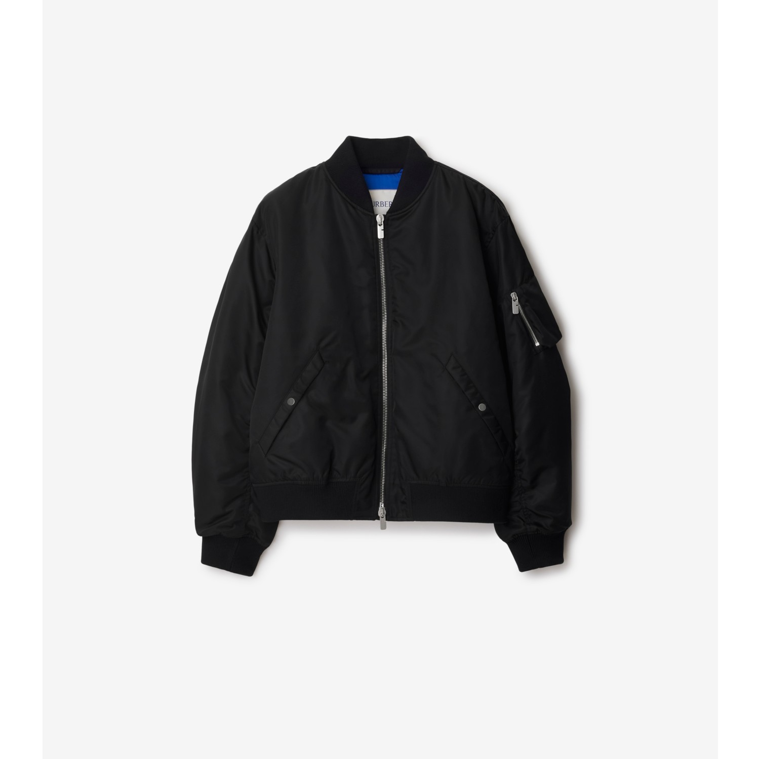 Black nylon 2025 bomber jacket