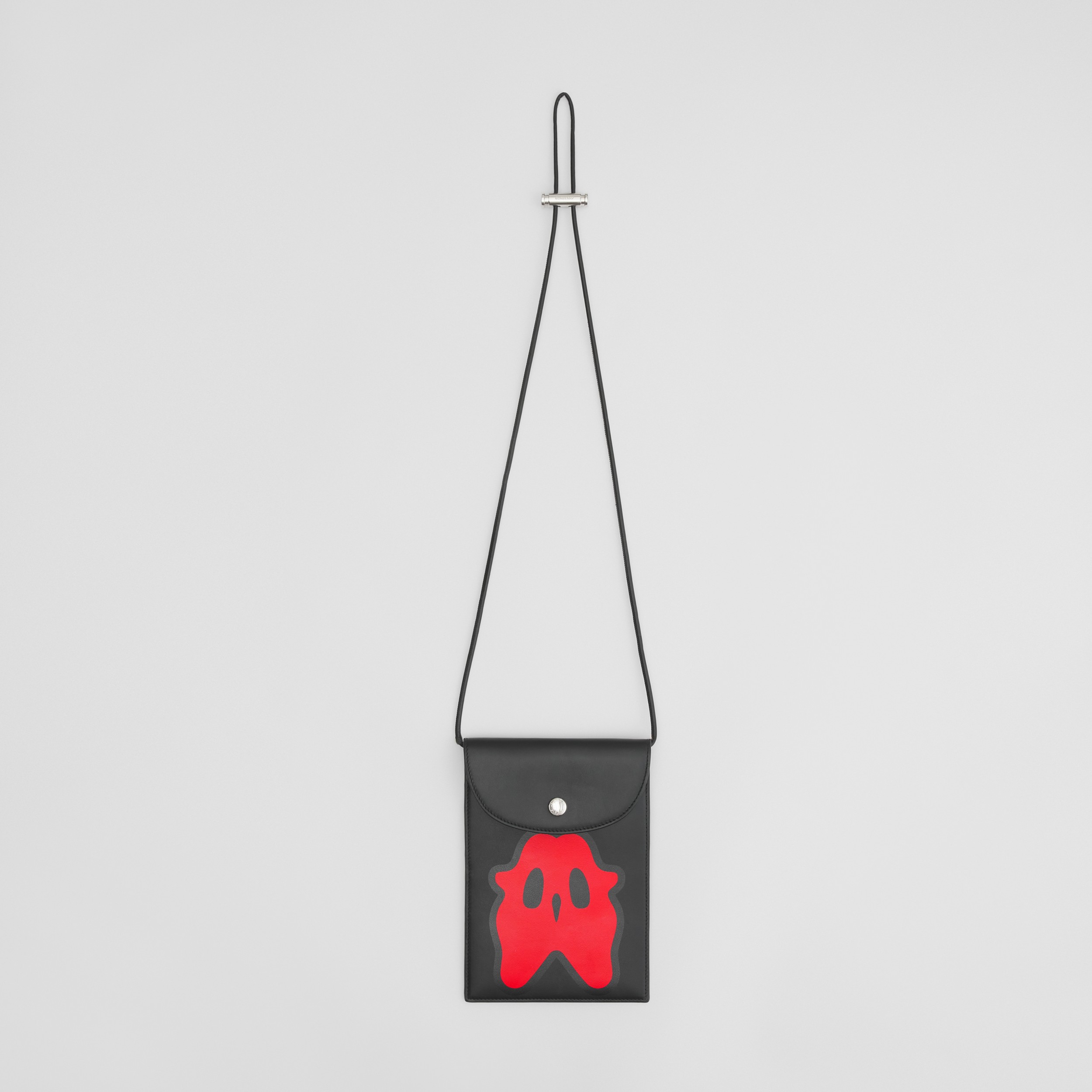 Étui pour téléphone en cuir à motif monstre avec lanière (Noir/rouge) - Homme | Site officiel Burberry® - 4