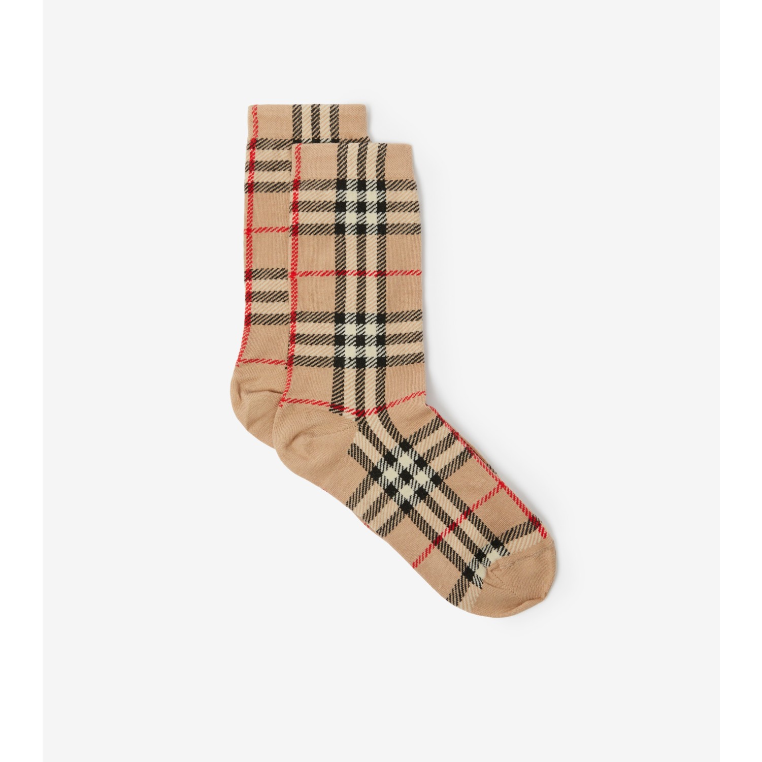 Check Intarsia Technical Stretch Cotton Socks