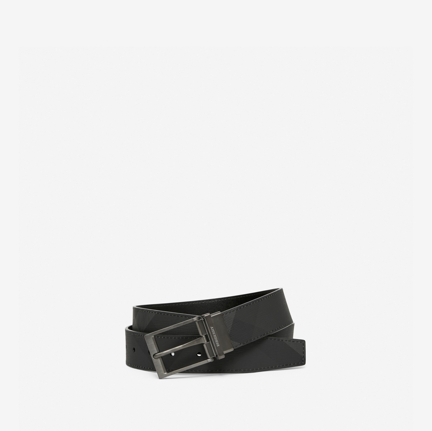 Cinturón reversible en tejido Check y piel (Gris Marengo/grafito) - Hombre | Burberry® oficial