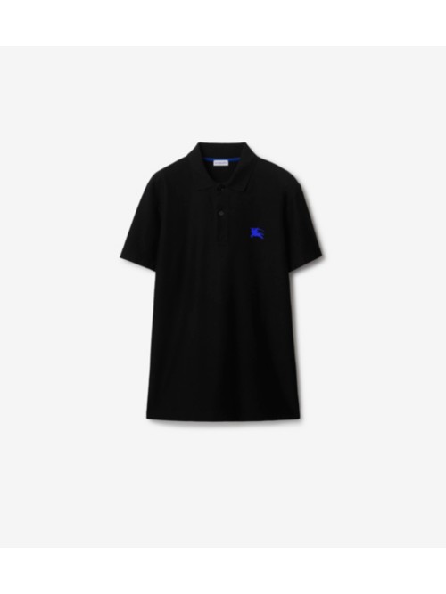 Shop Burberry Cotton Polo Shirt In Black