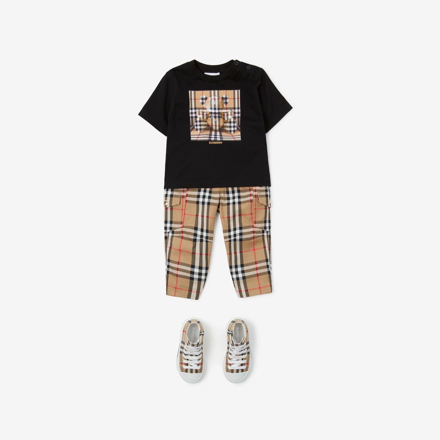 Pantalon cargo en coton Check (Beige D'archive) - Enfant | Site officiel Burberry®