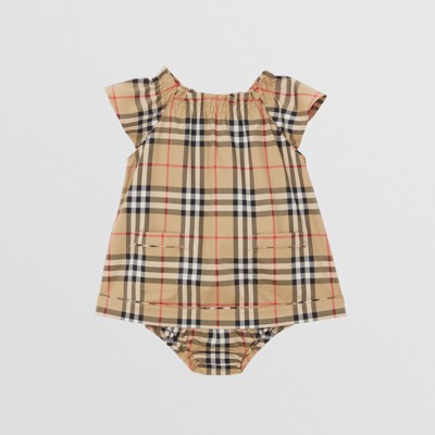 Vintage Check Stretch Cotton Dress with Bloomers