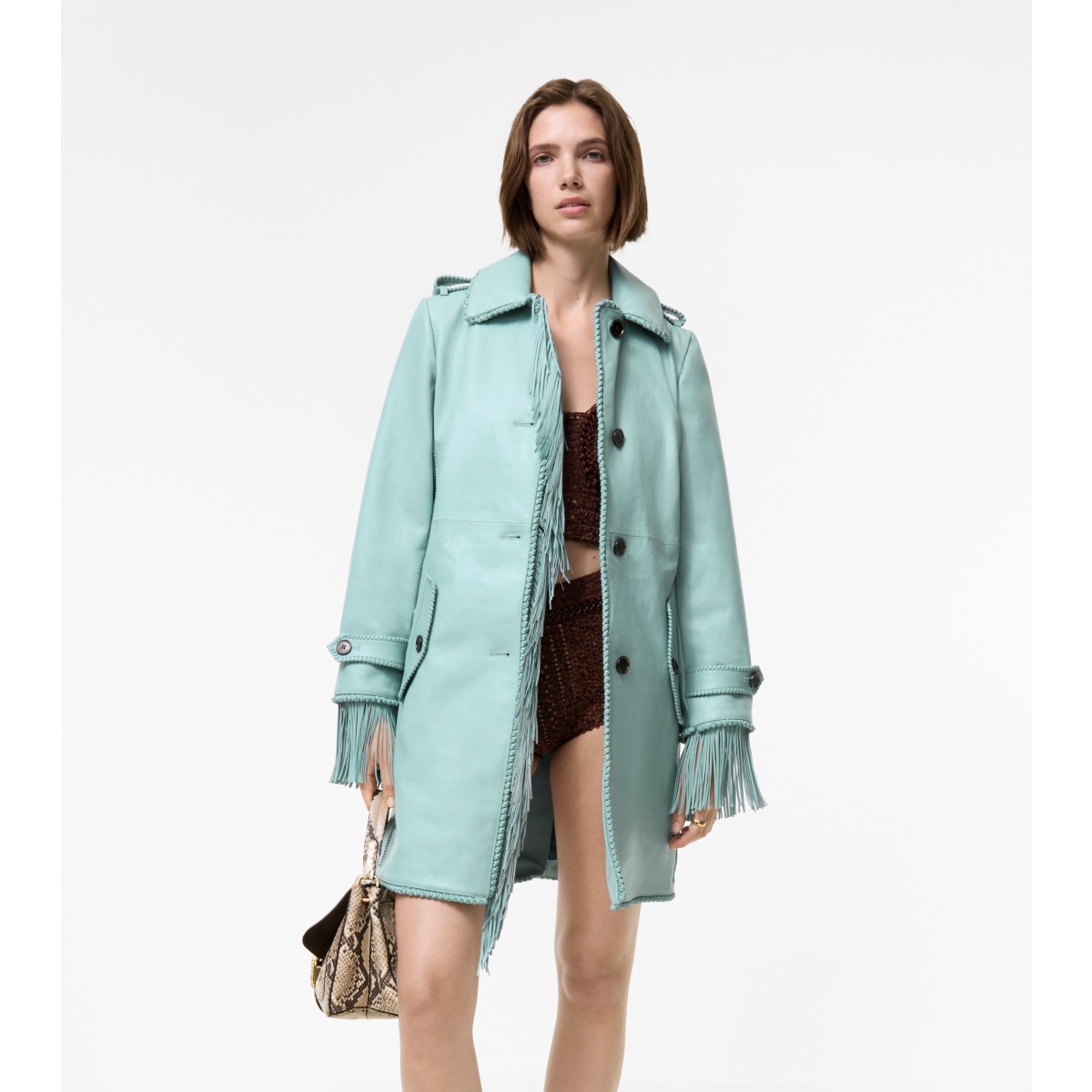  Short Fringed Leather Car Coat