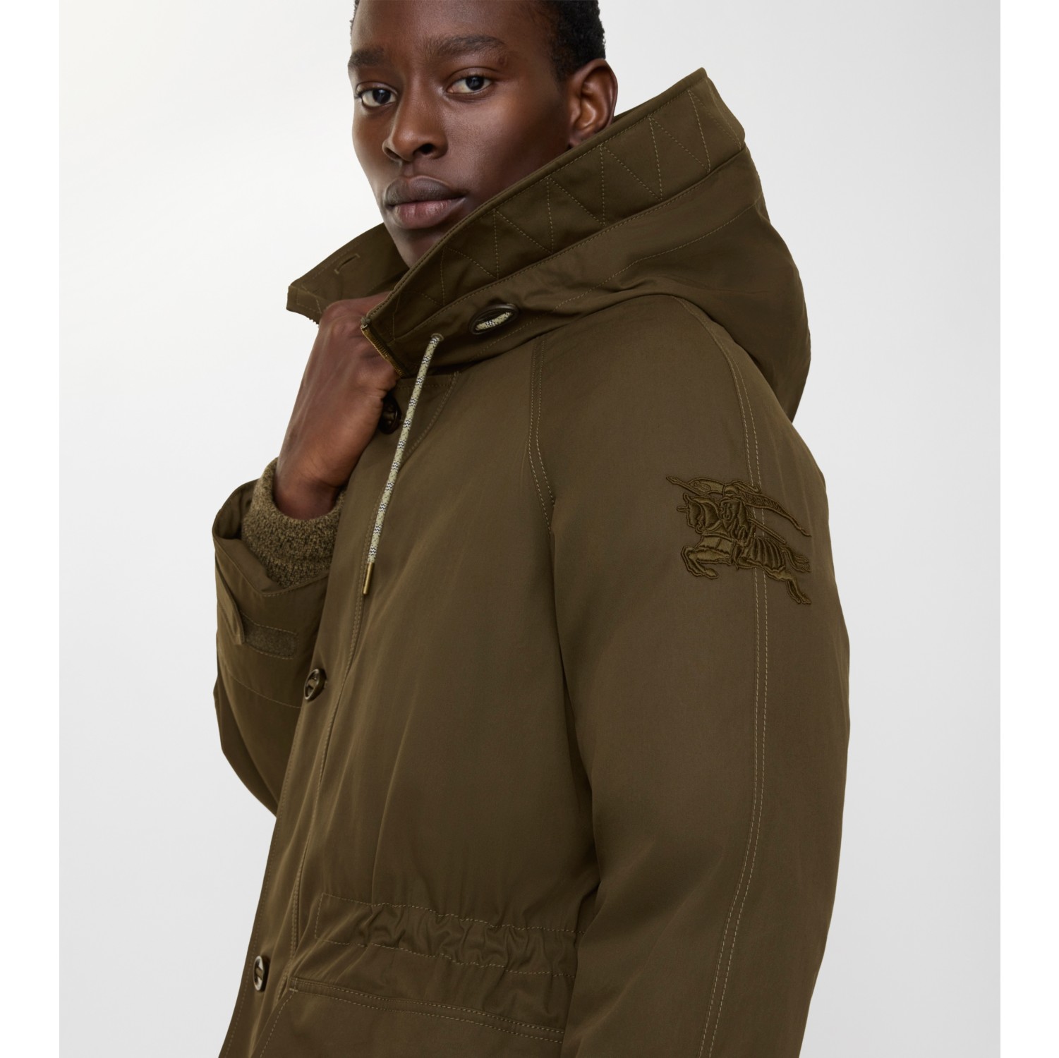 Shearling Trim Gabardine Parka in Juniper green - Men | Burberry® Official
