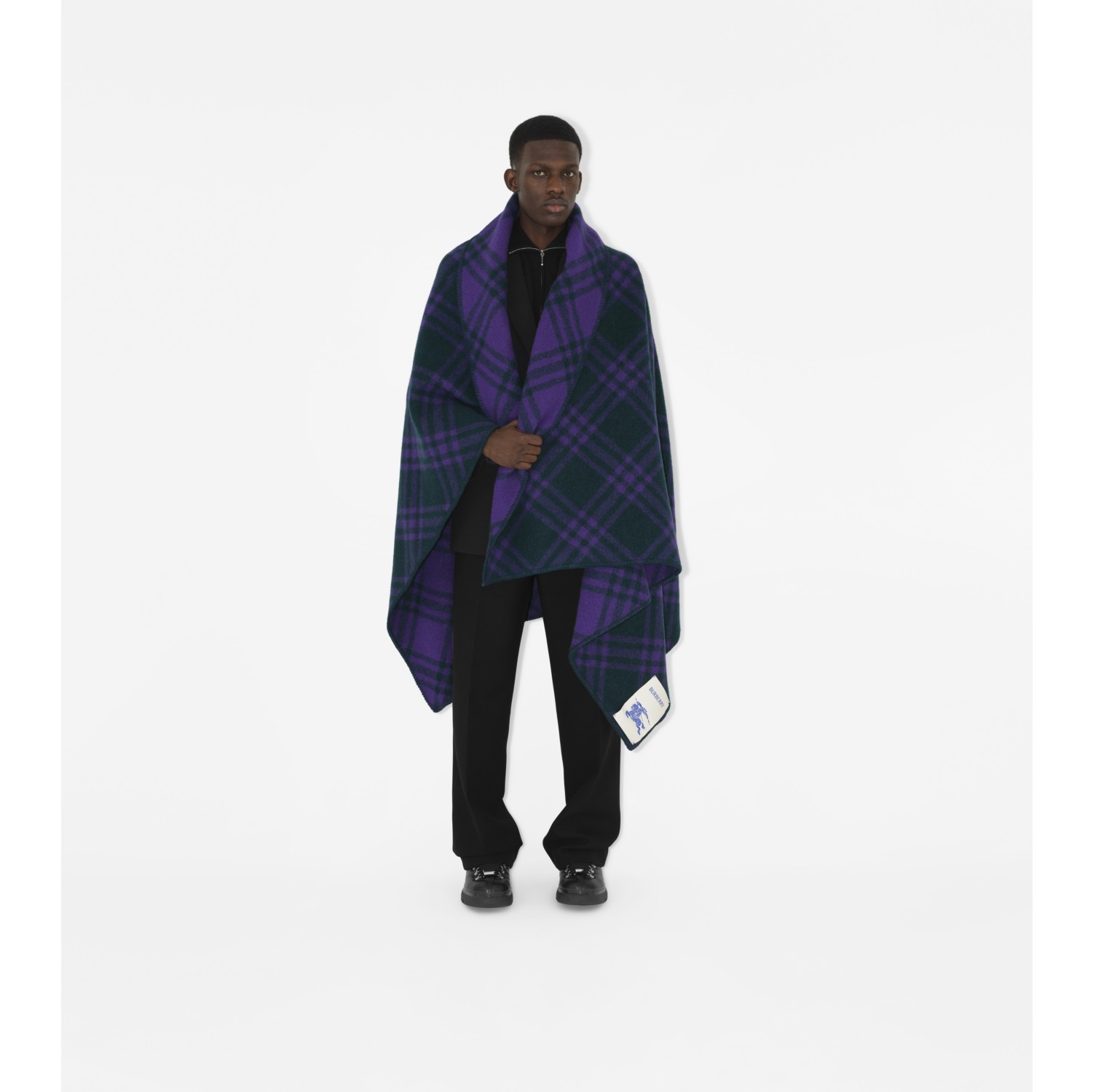 Check Wool Blanket in Vine/royal | Burberry® Official