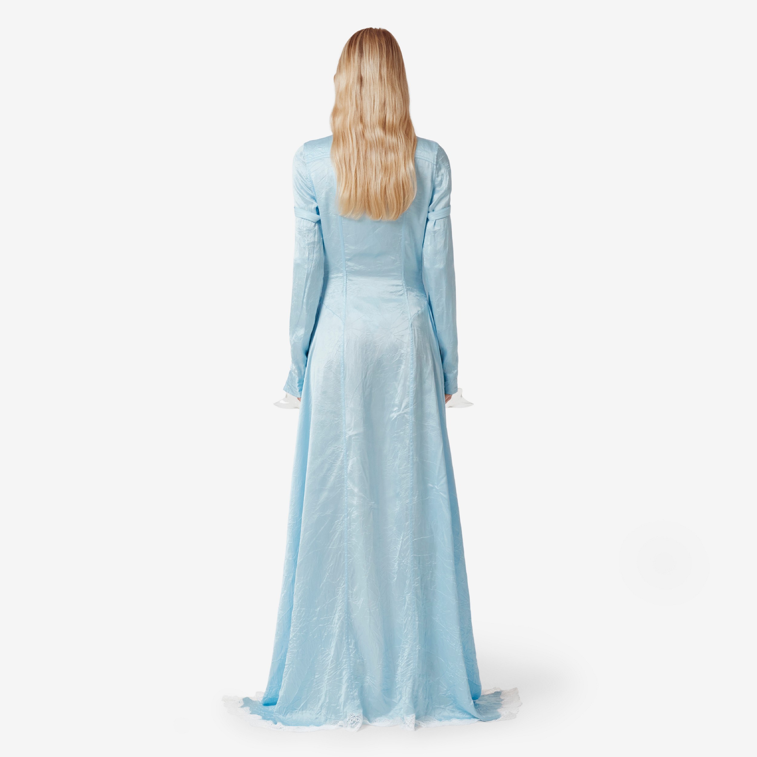 Body à col montant en tulle stretch avec emblème du Cavalier (Bleu Glacier) - Femme | Site officiel Burberry® - 4