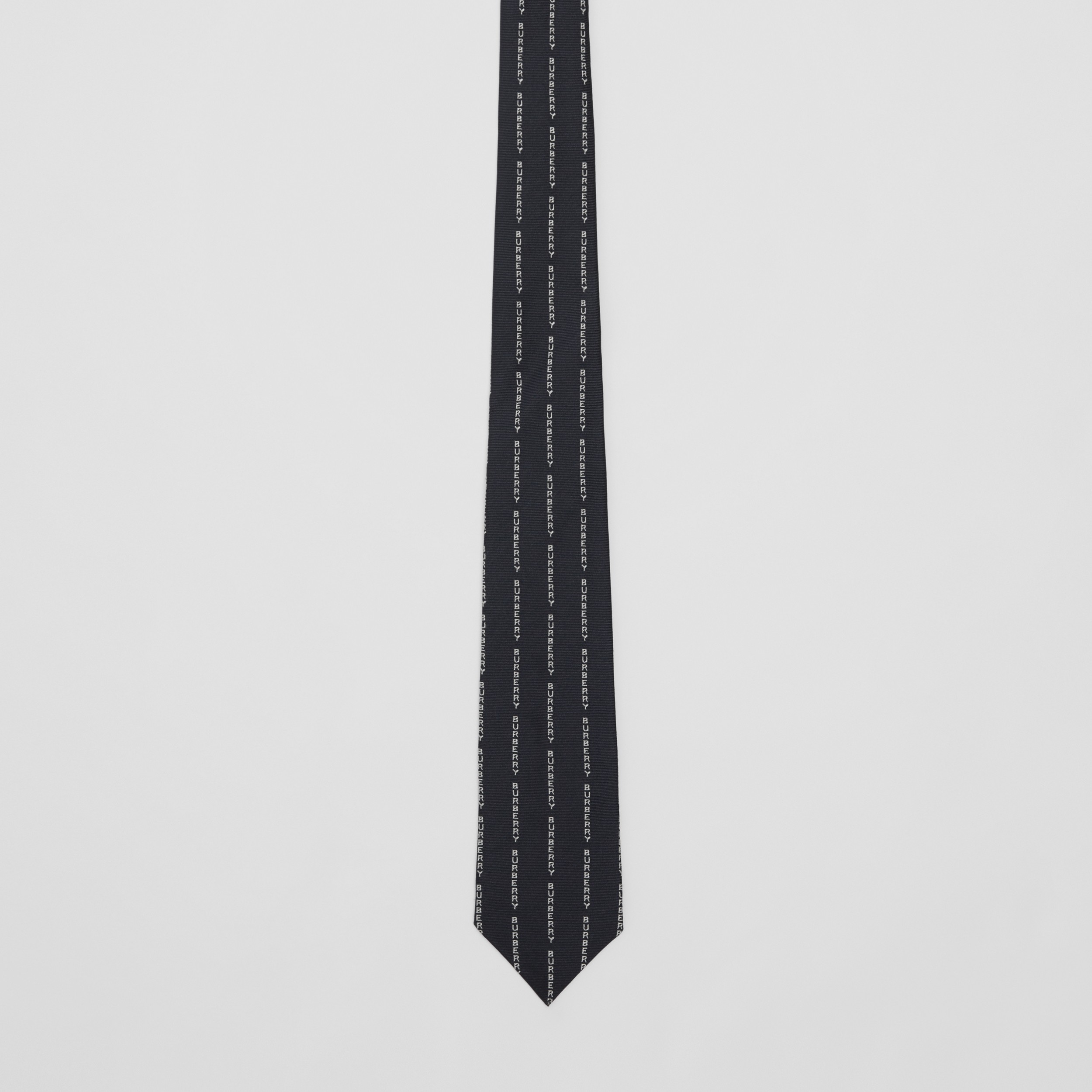 Classic Cut Logo Pinstriped Silk Tie in Black - Men | Burberry® Official - 4