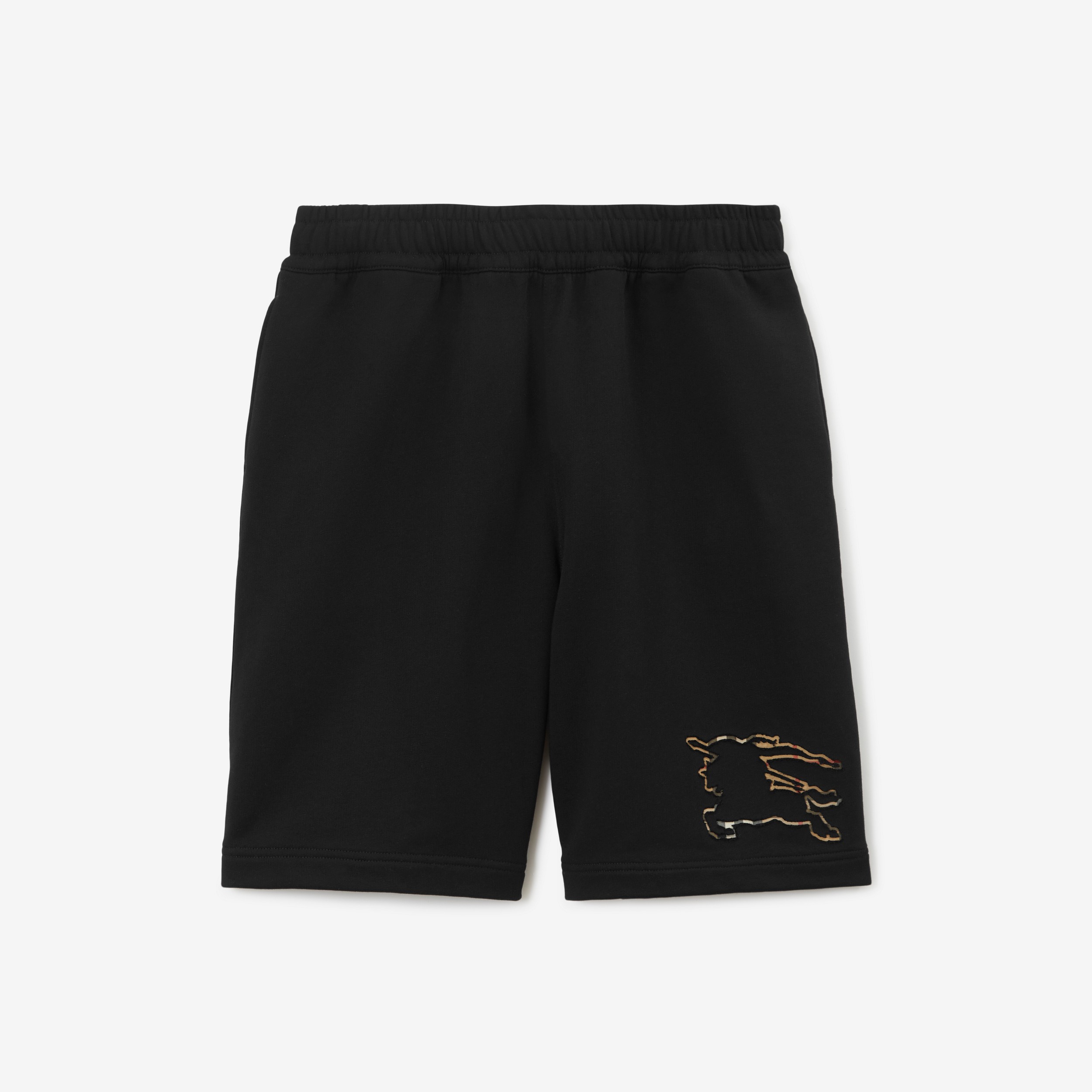 Pantalones cortos en algodón con EKD en tejido Check (Negro) - Hombre | Burberry® oficial - 1