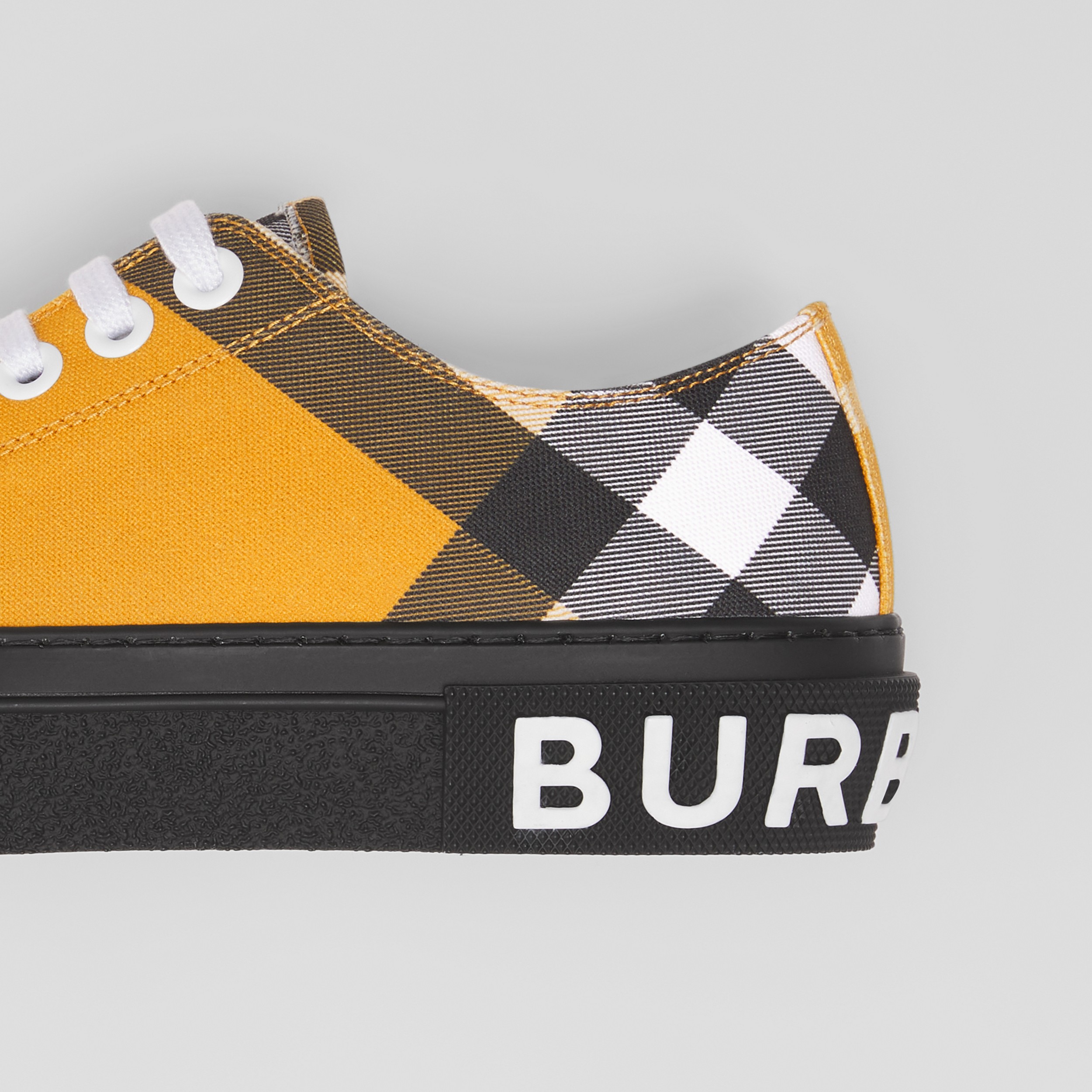 Logo Print Check Cotton Sneakers in Yellow - Women | Burberry® Official - 2