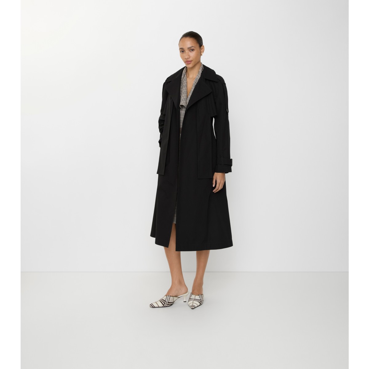  Check Long Canvas Trerose Trench Coat