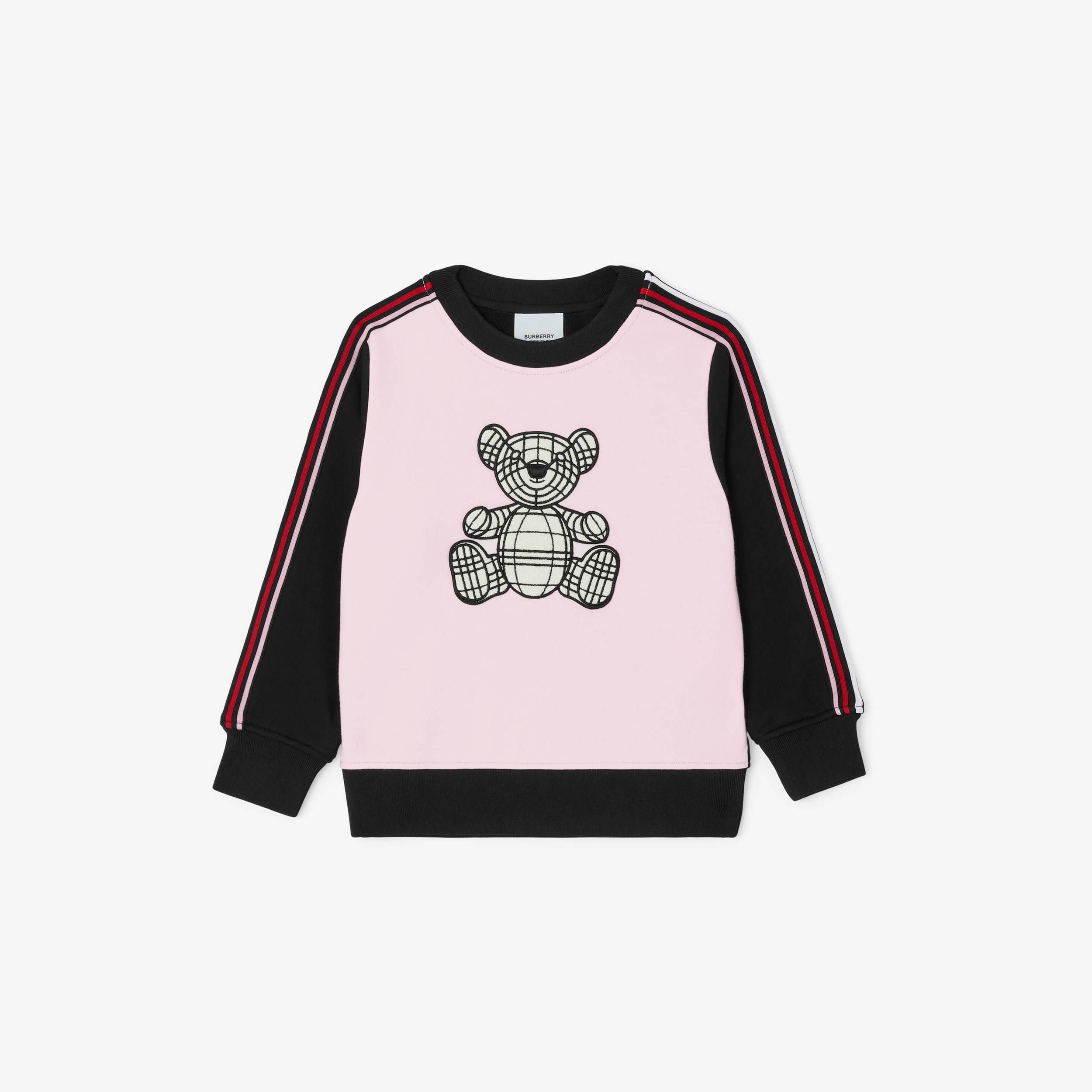 Thomas Bear Appliqué Two-tone Cotton Sweatshirt in Pale Candy Pink | Burberry® Official - 1