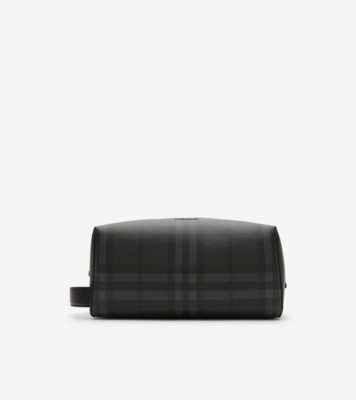 City Check Travel Pouch in Iron grey - Men, Technical, Cotton | Burberry® Official