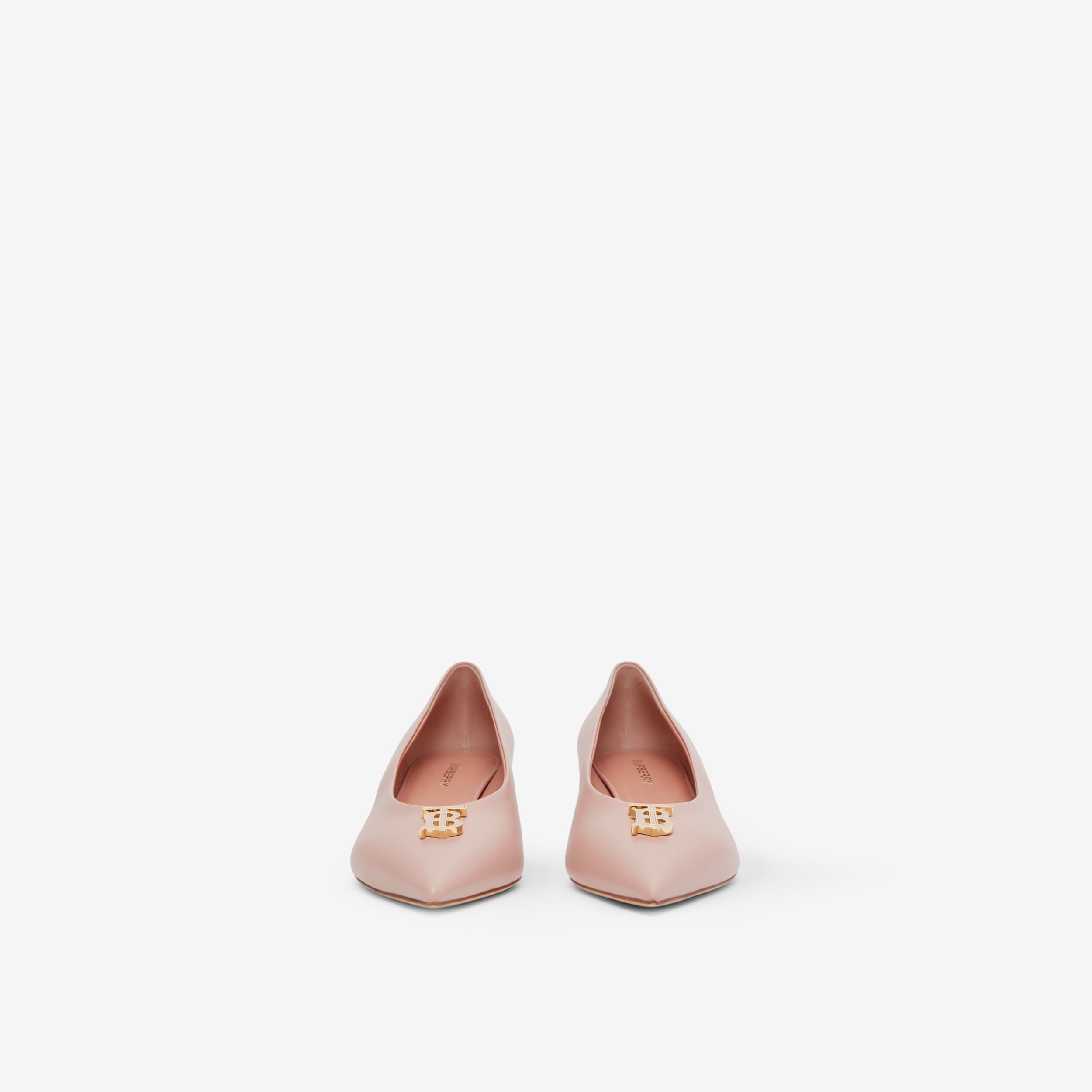 Monogram Motif Leather Point-toe Pumps in Dusky Pink - Women | Burberry® Official - 2