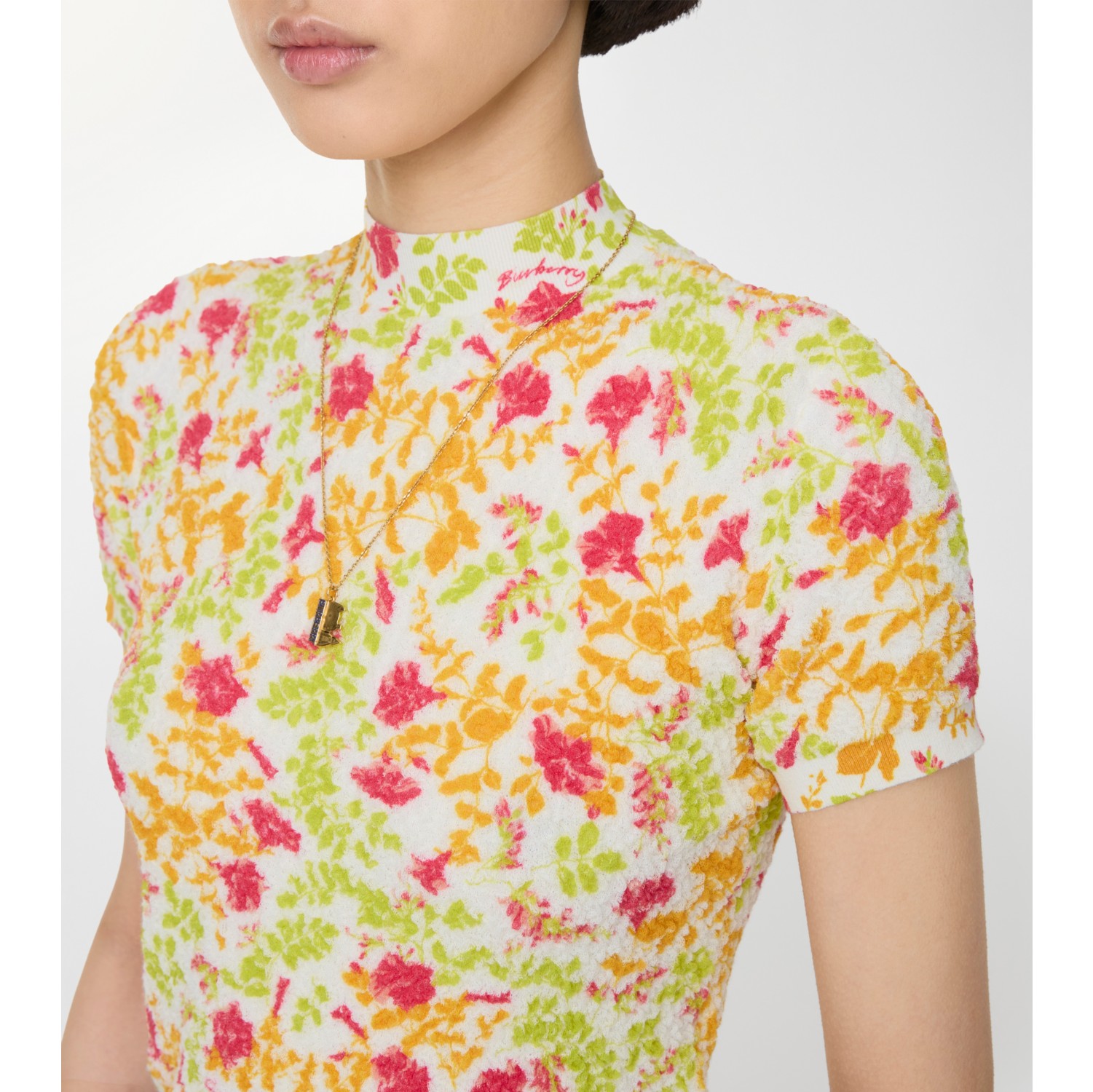 Floral Cotton Blend Top in Fuchsia pink - Women, Linen | Burberry® Official