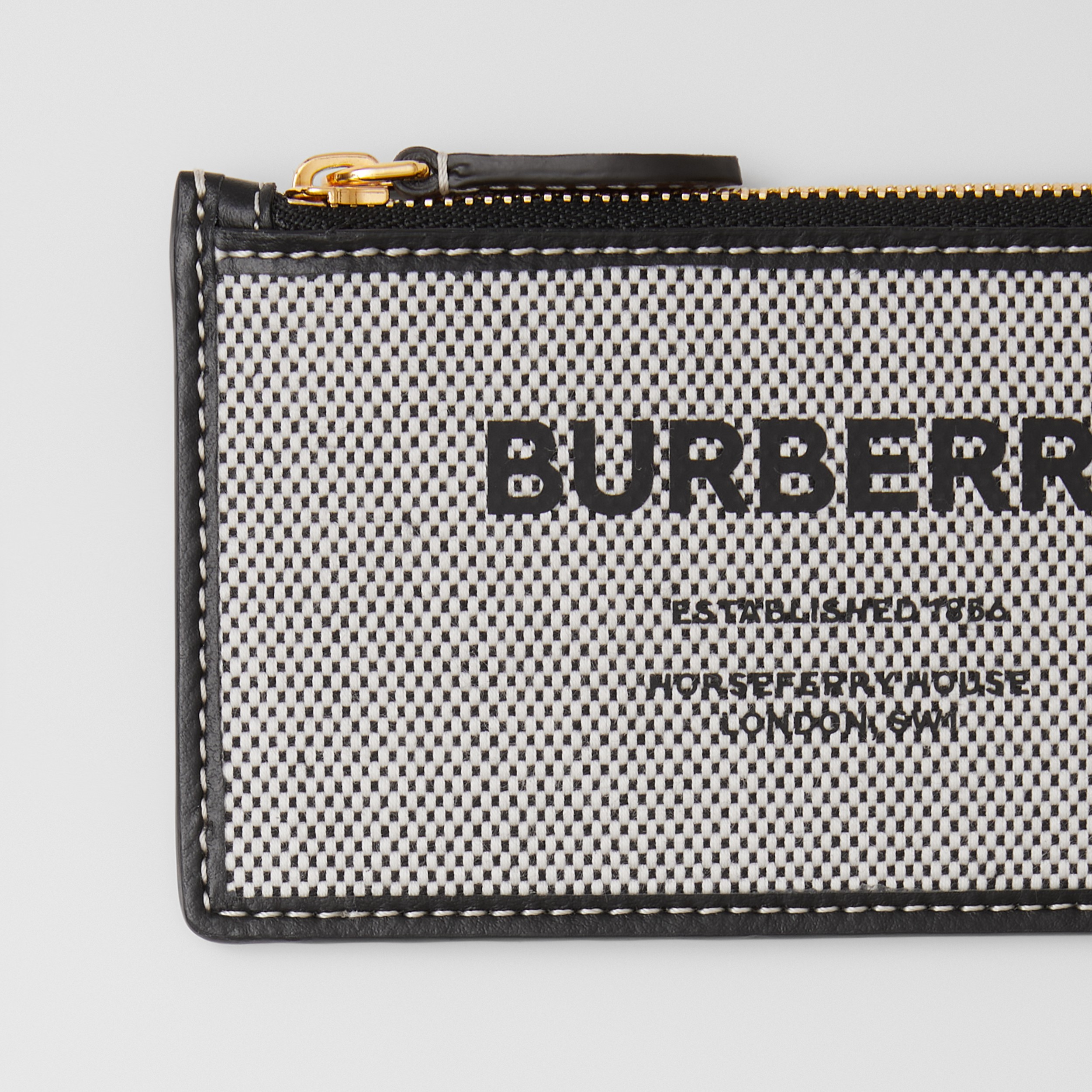 Horseferry Print Canvas and Leather Zip Card Case in Black/tan - Women | Burberry® Official - 2