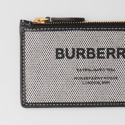 ホースフェリープリント キャンバス＆レザー ジップカードケース (ブラック／タン) - ウィメンズ | Burberry®公式サイト