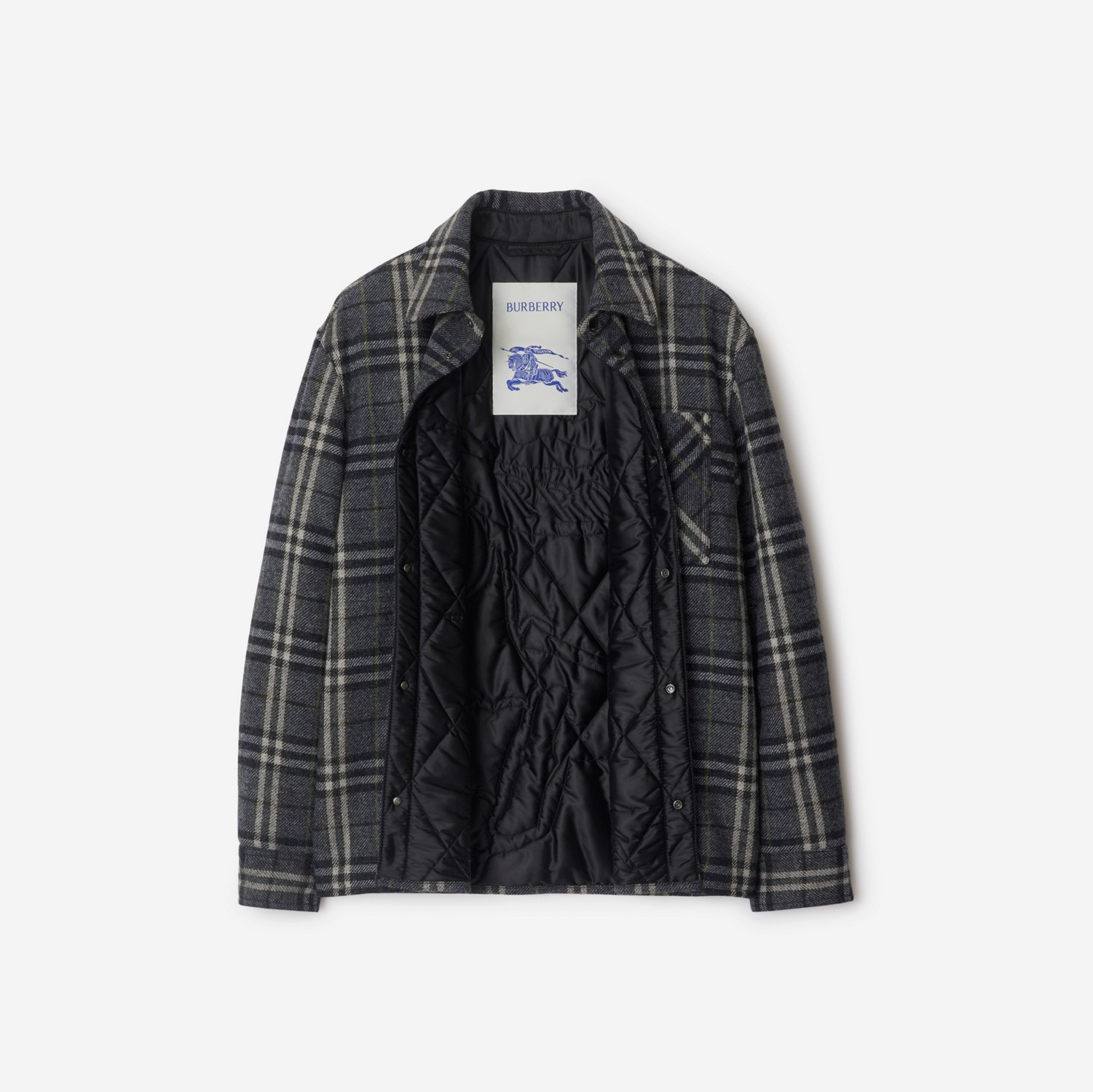 Check Wool Overshirt in Indigo - Men | Burberry® Official Check Wool Overshirt in Indigo - Men | Burberry® Official