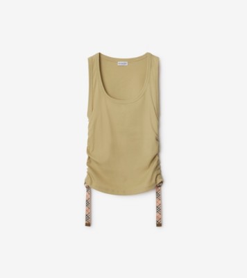 Festival Cotton Blend Tank Top in Hemlock - Women | Burberry® Official