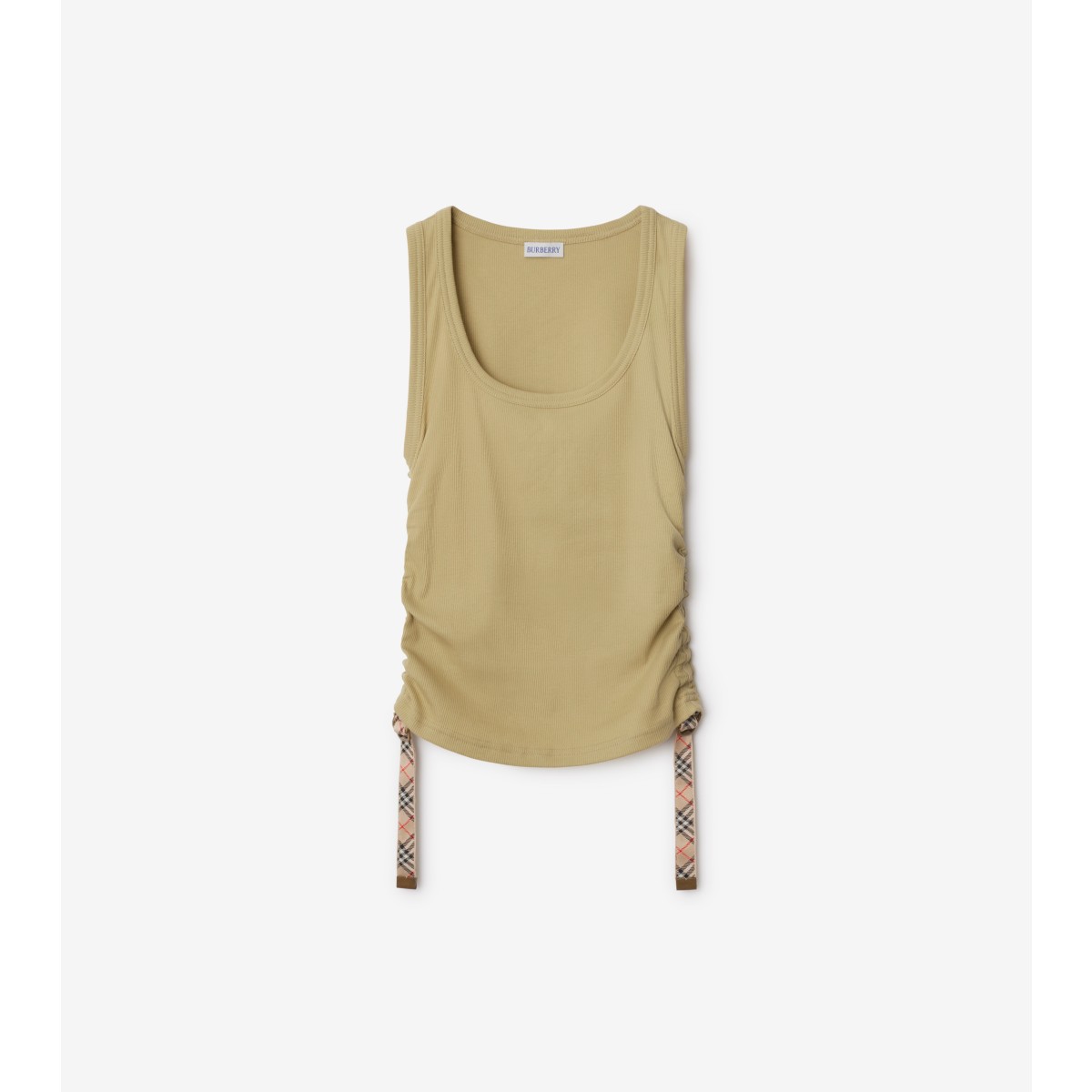 Burberry Check Trim Stretch Cotton Vest In Hemlock