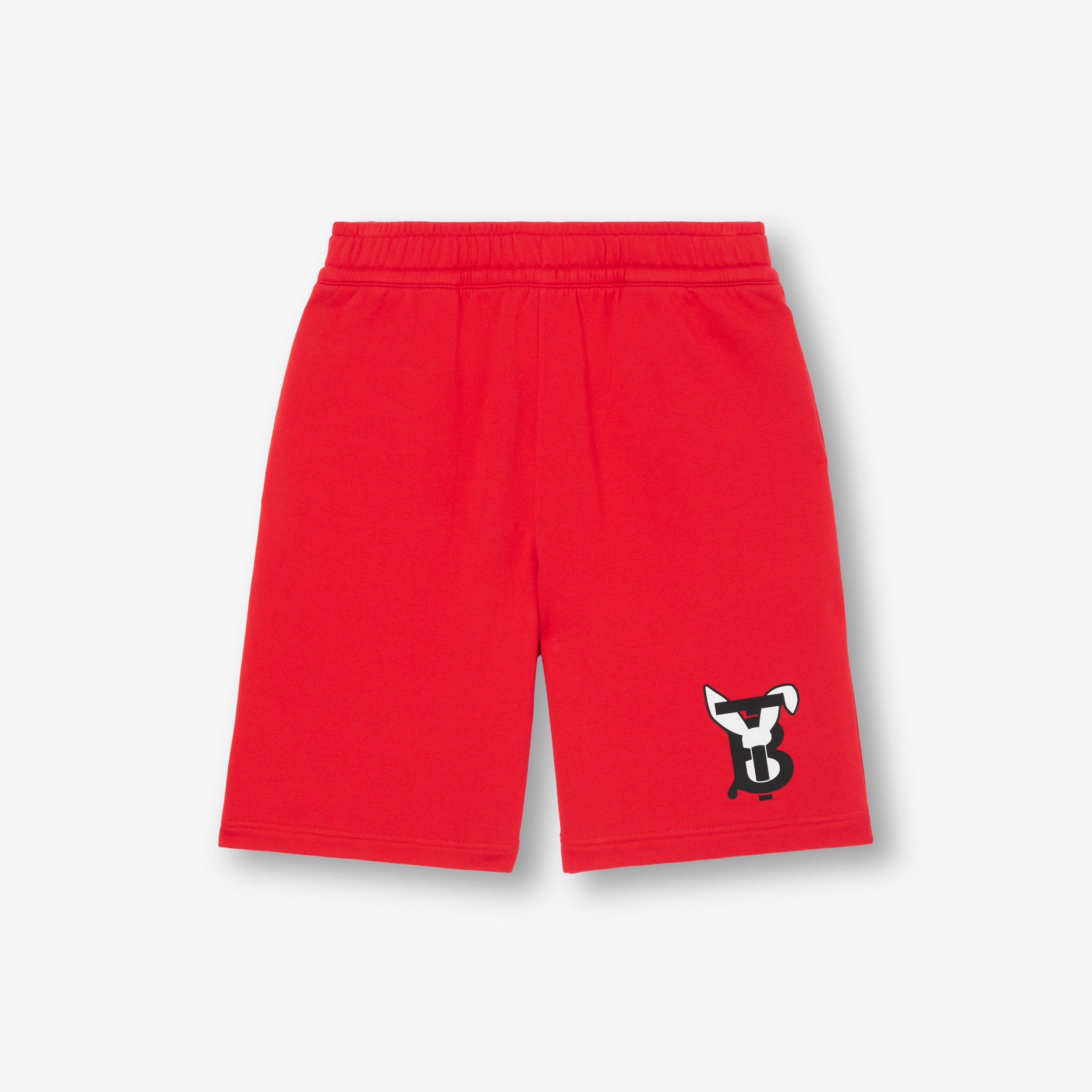 Rabbit Print Cotton Shorts in Bright Red - Men | Burberry® Official - 1
