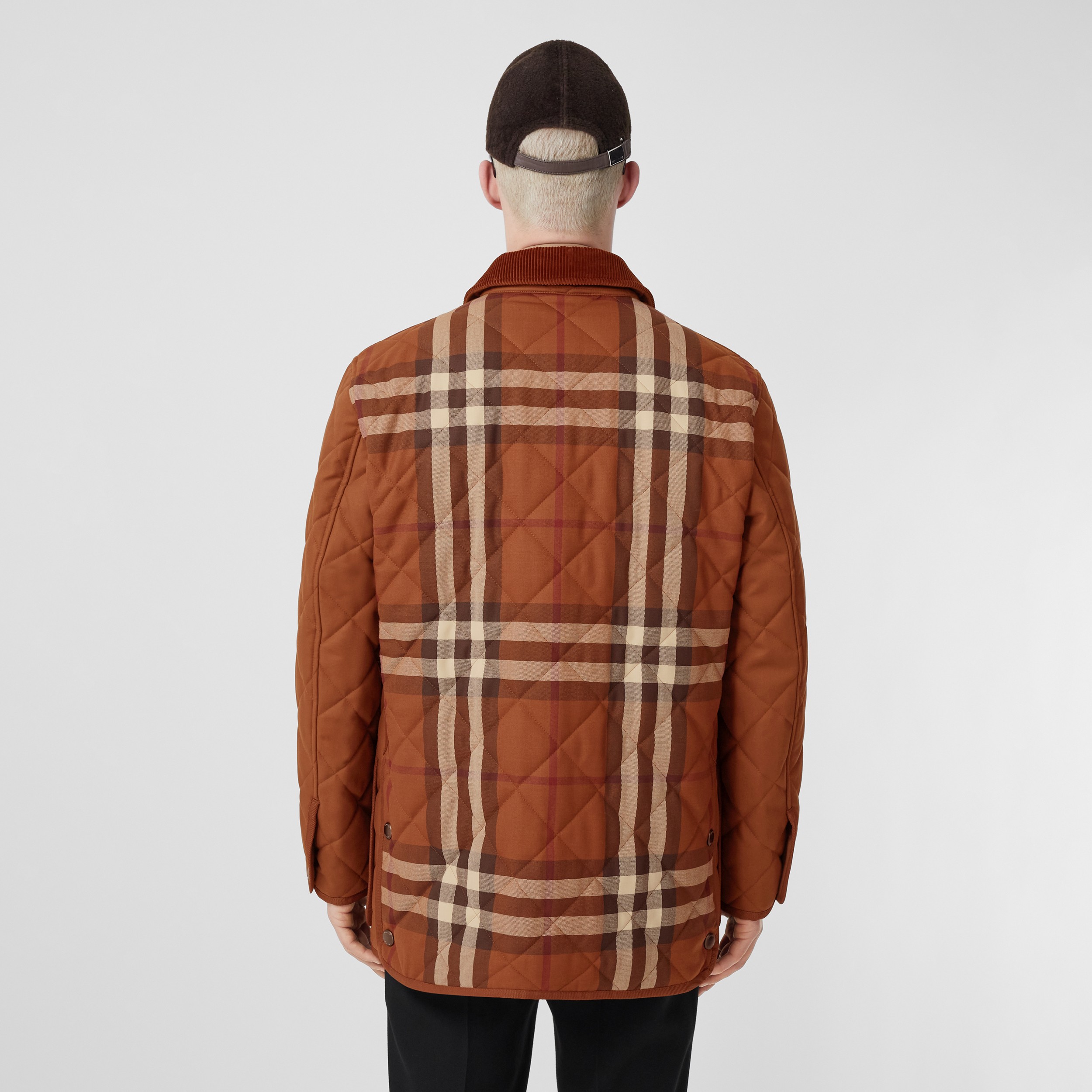 Diamond Quilted and Vintage Check Wool Barn Jacket in Warm Walnut - Men | Burberry® Official - 3