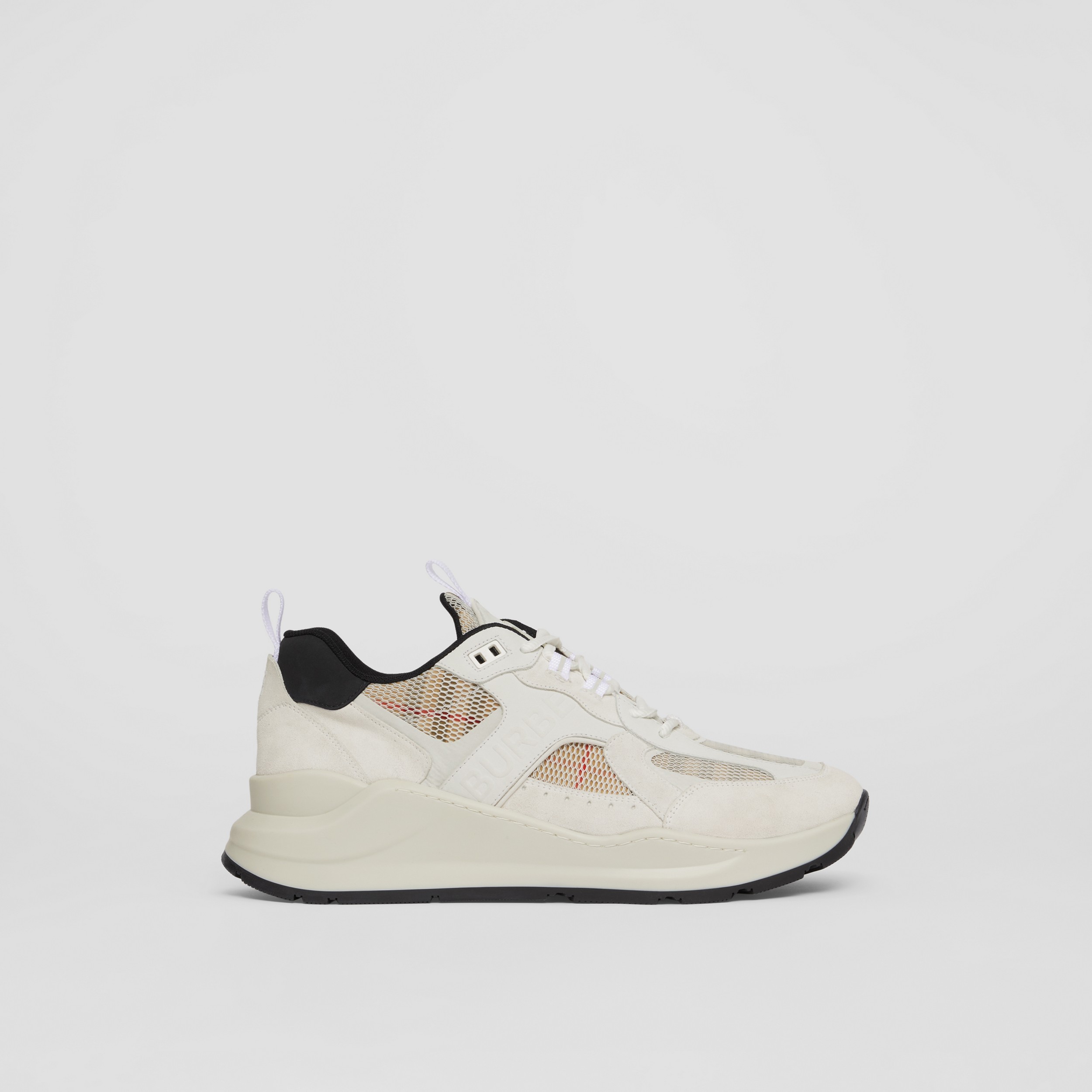 Vintage Check, Mesh and Suede Sneakers in Archive Beige/white - Men | Burberry® Official - 1