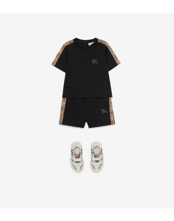 Check Trim Cotton Shorts