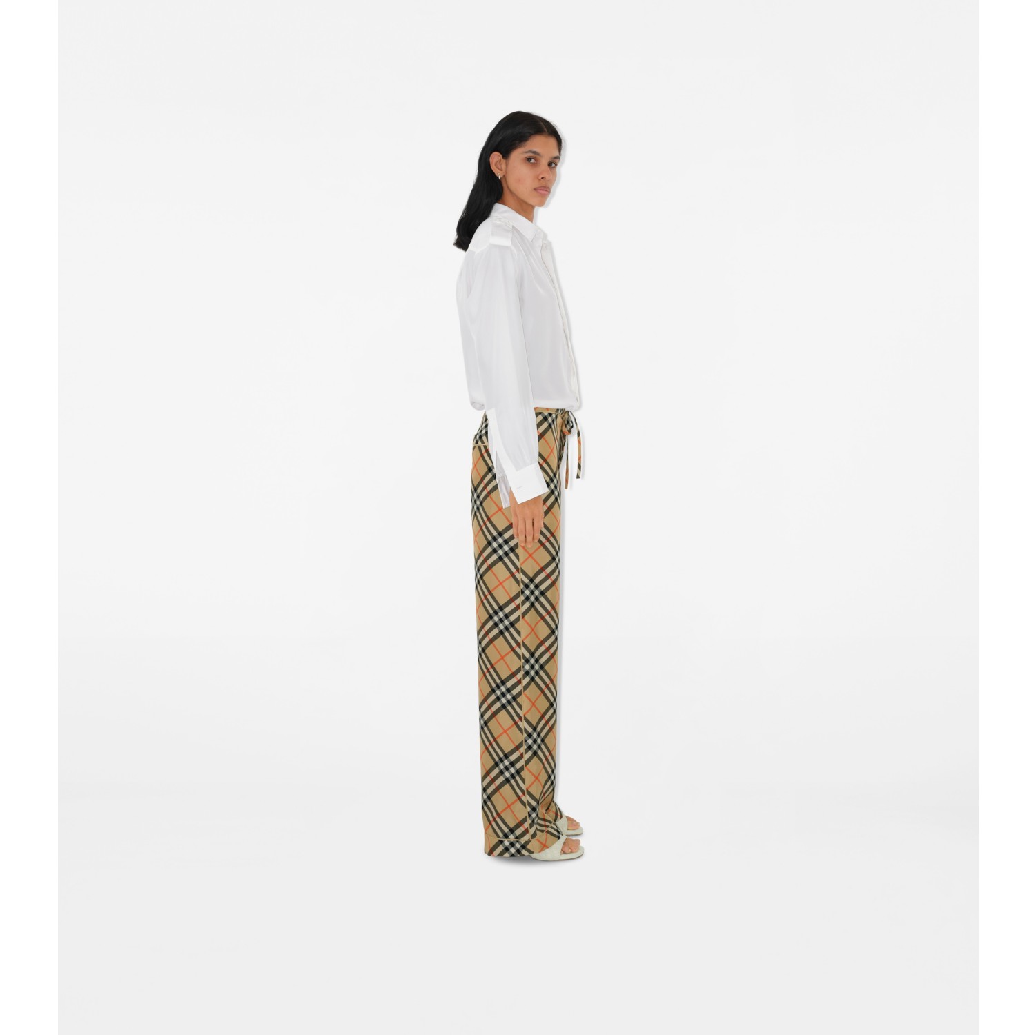 Check Silk Pyjama Trousers in SAND IP CHECK - Women | Burberry® Official