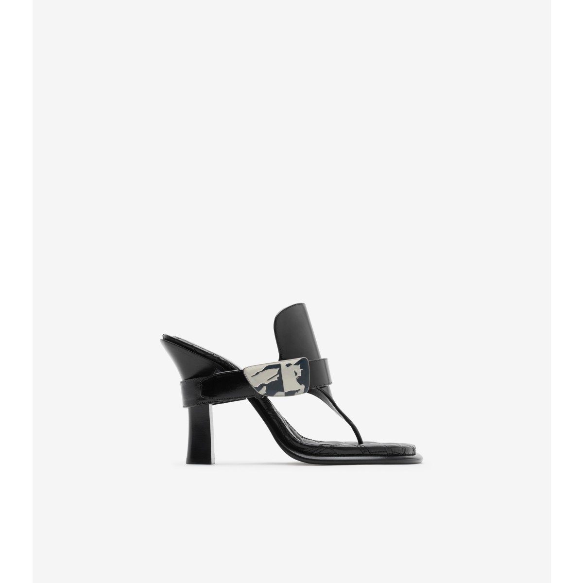 Shop Burberry Leather Bay Sandals In Black