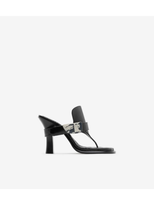 Shop Burberry Leather Bay Sandals In Black
