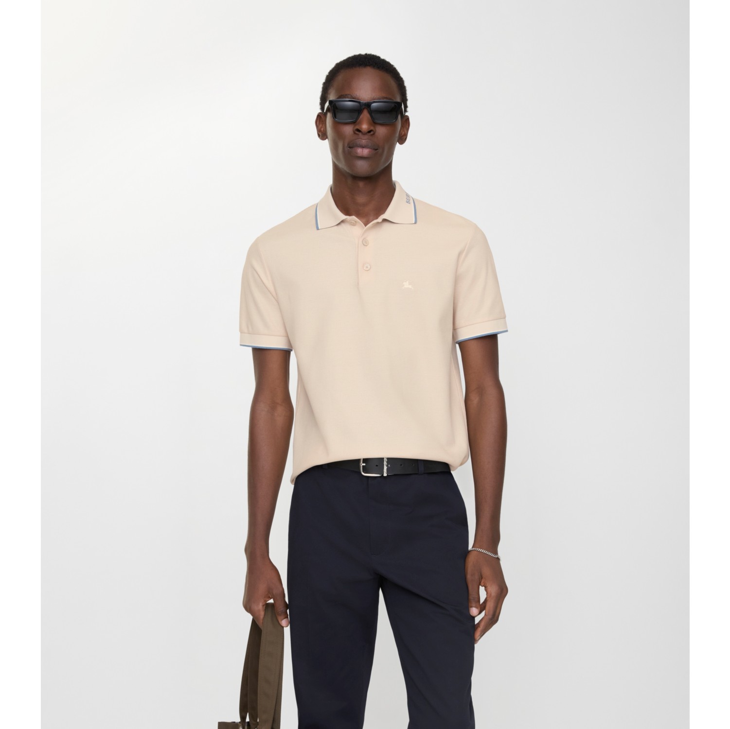 Logo Collar Cotton Polo Shirt in Calico beige - Men | Burberry® Official