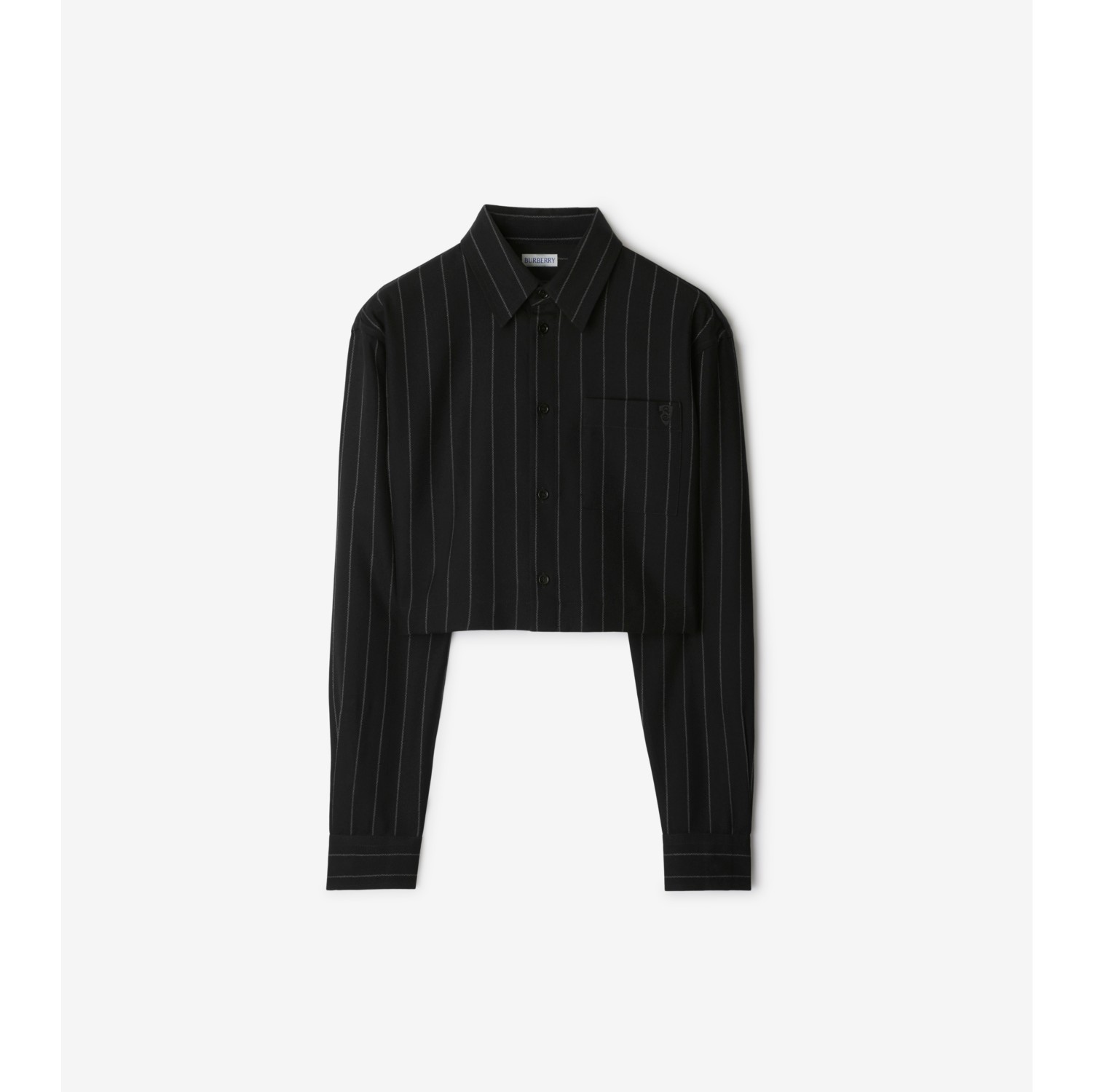 Cropped Pinstriped Wool Shirt