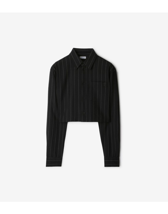 Cropped Pinstriped Wool Shirt