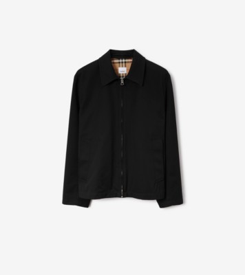 ギャバジン ハリントンジャケット (ブラック) - メンズ, コットン