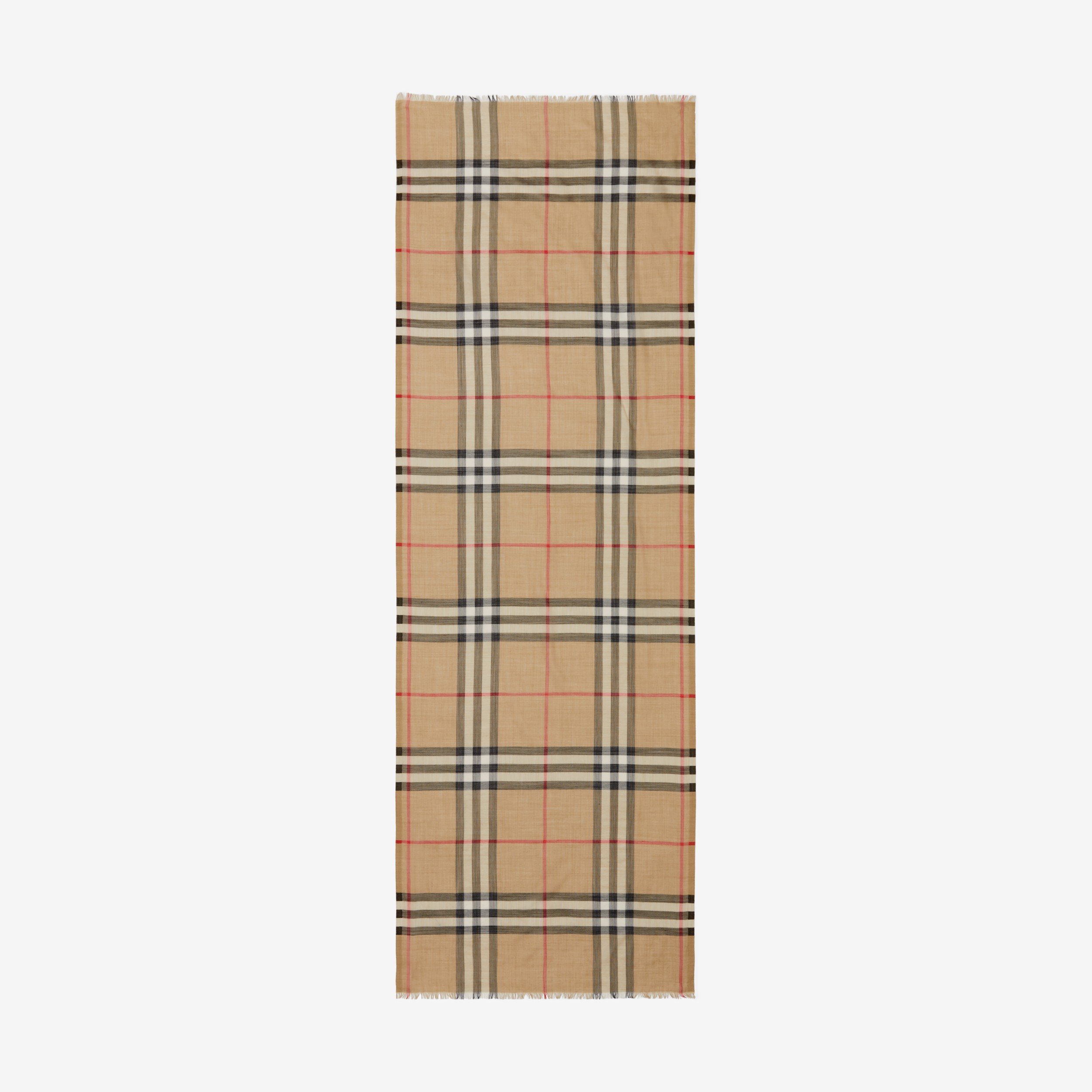 Check Lightweight Wool Silk Scarf in Archive Beige | Burberry® Official - 2