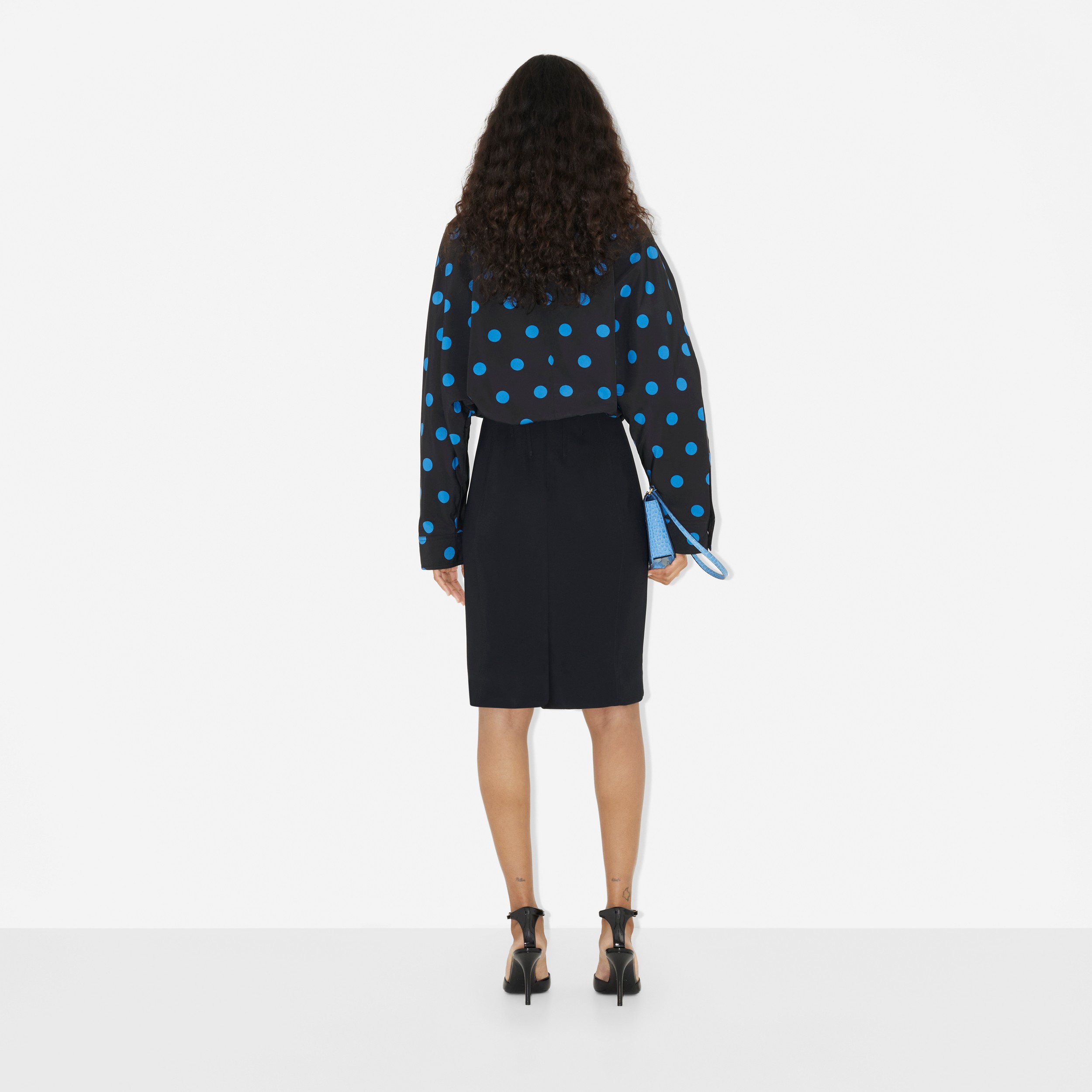 Polka Dot Nylon Jacquard Funnel Neck Jacket in Vivid Blue - Women | Burberry® Official - 4