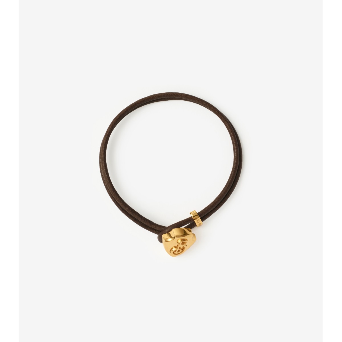 Burberry Leather B Shield Bracelet In Gold/military