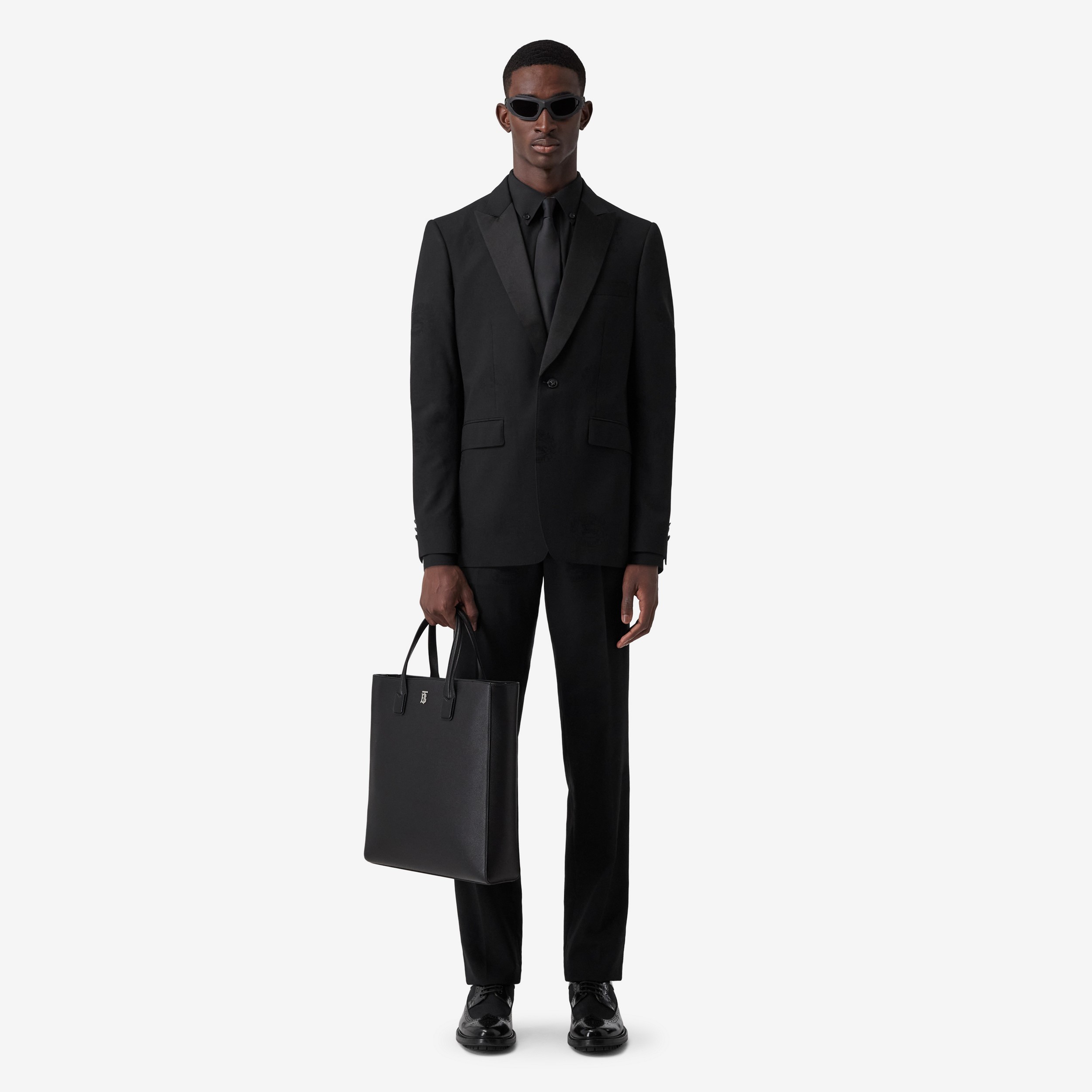 Leather Slim Denny Tote in Black - Men | Burberry® Official - 4