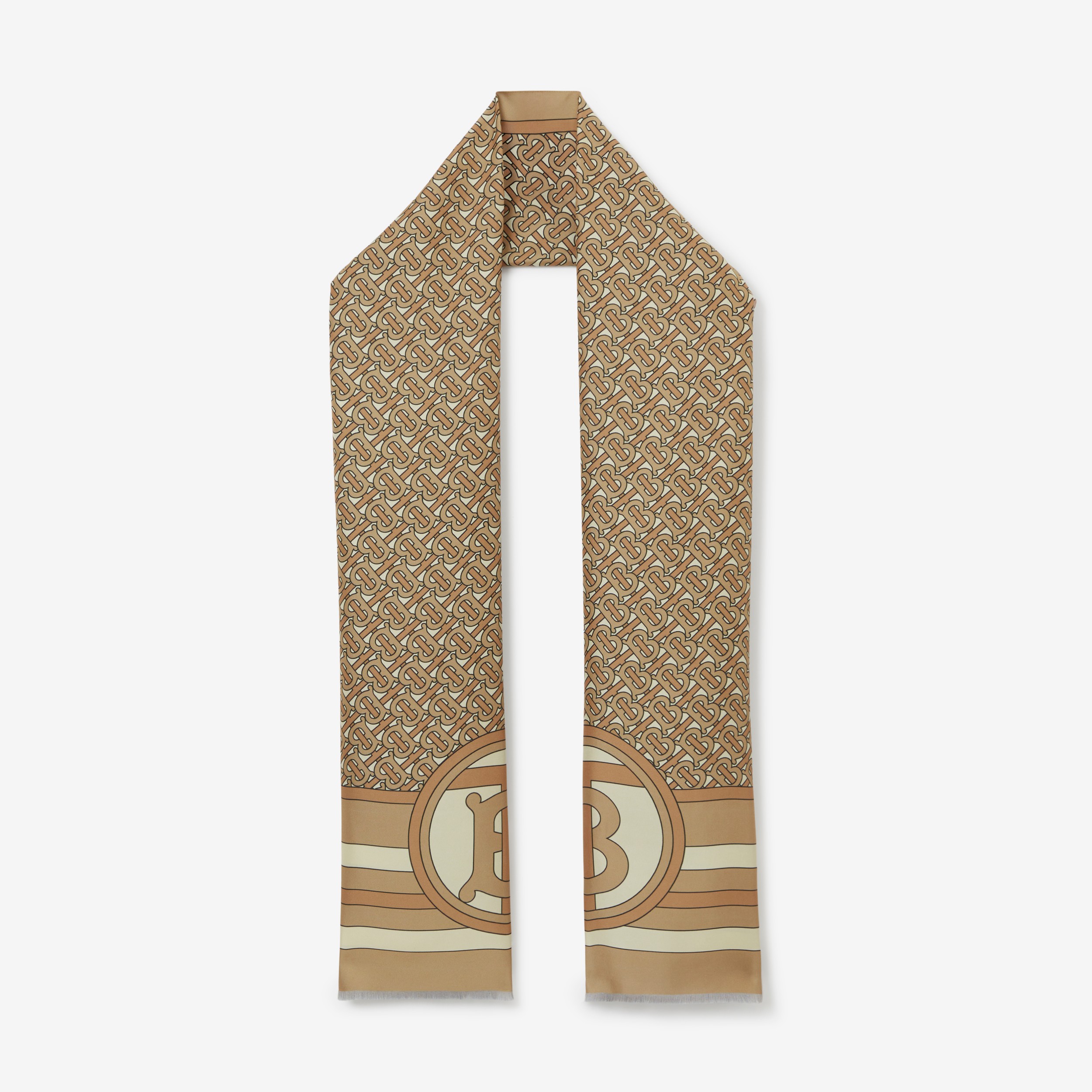 Foulard réversible en soie Monogram (Bleu Pâle) | Site officiel Burberry® - 1