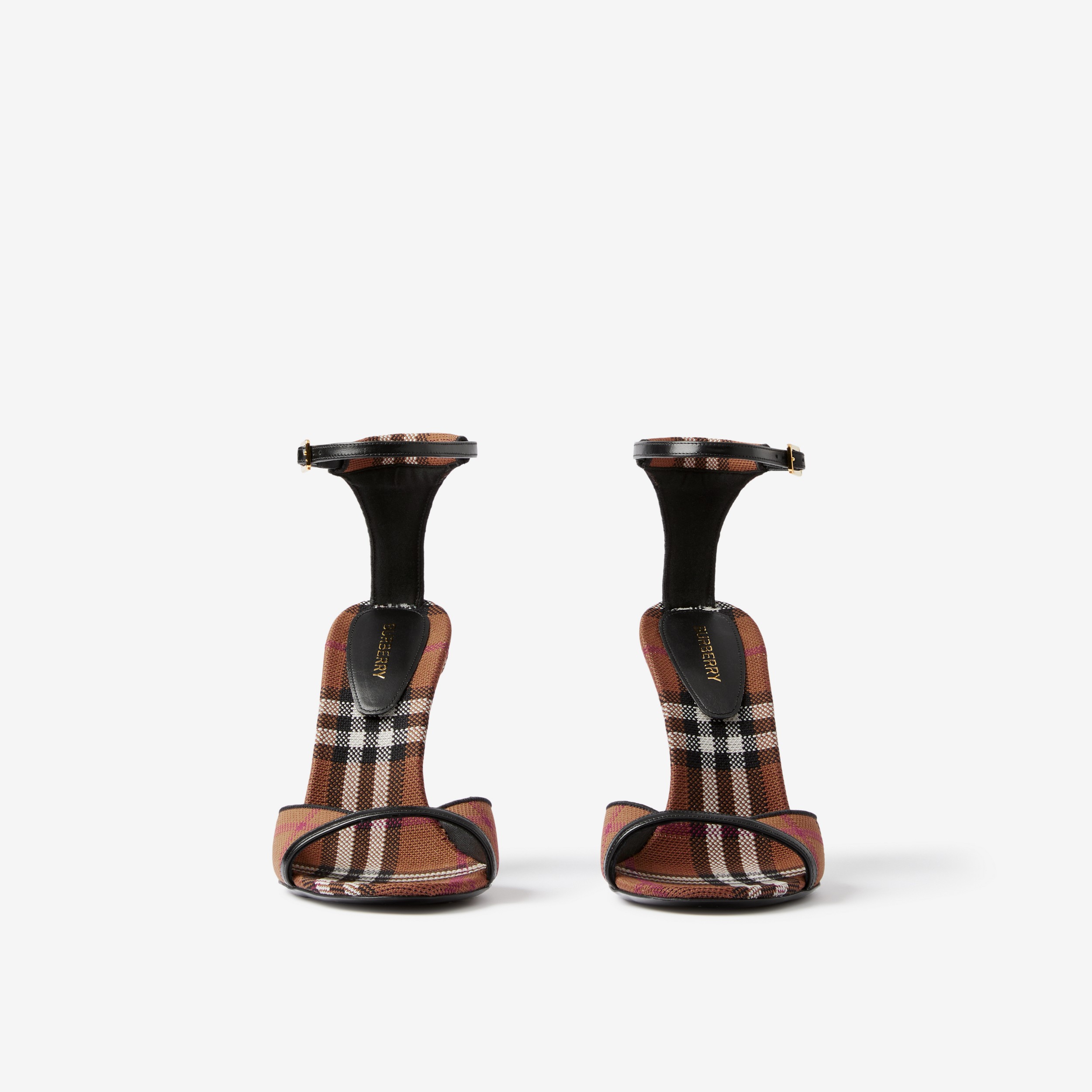 Check Stiletto-heel Sandals in Dark Birch Brown - Women | Burberry® Official - 2