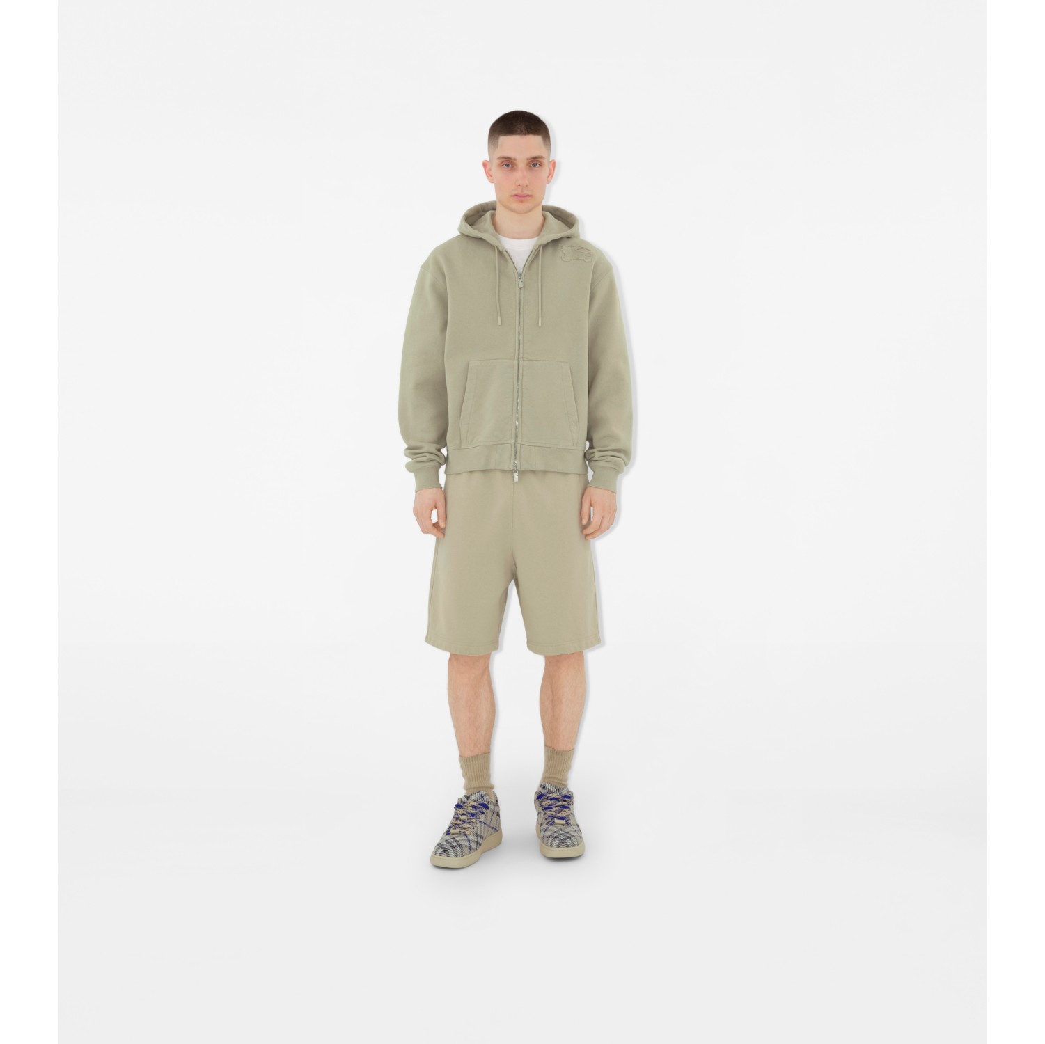 Cotton Shorts in Lichen Men Burberry Official