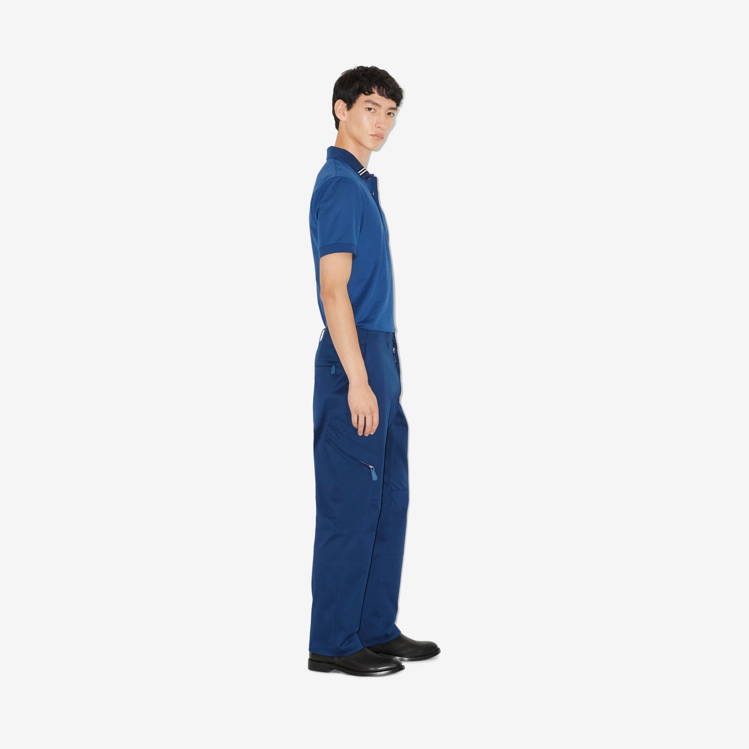 Camisa polo de seda e algodão com estampa EKD (Azul-marinho Intenso) - Homens | Burberry® oficial