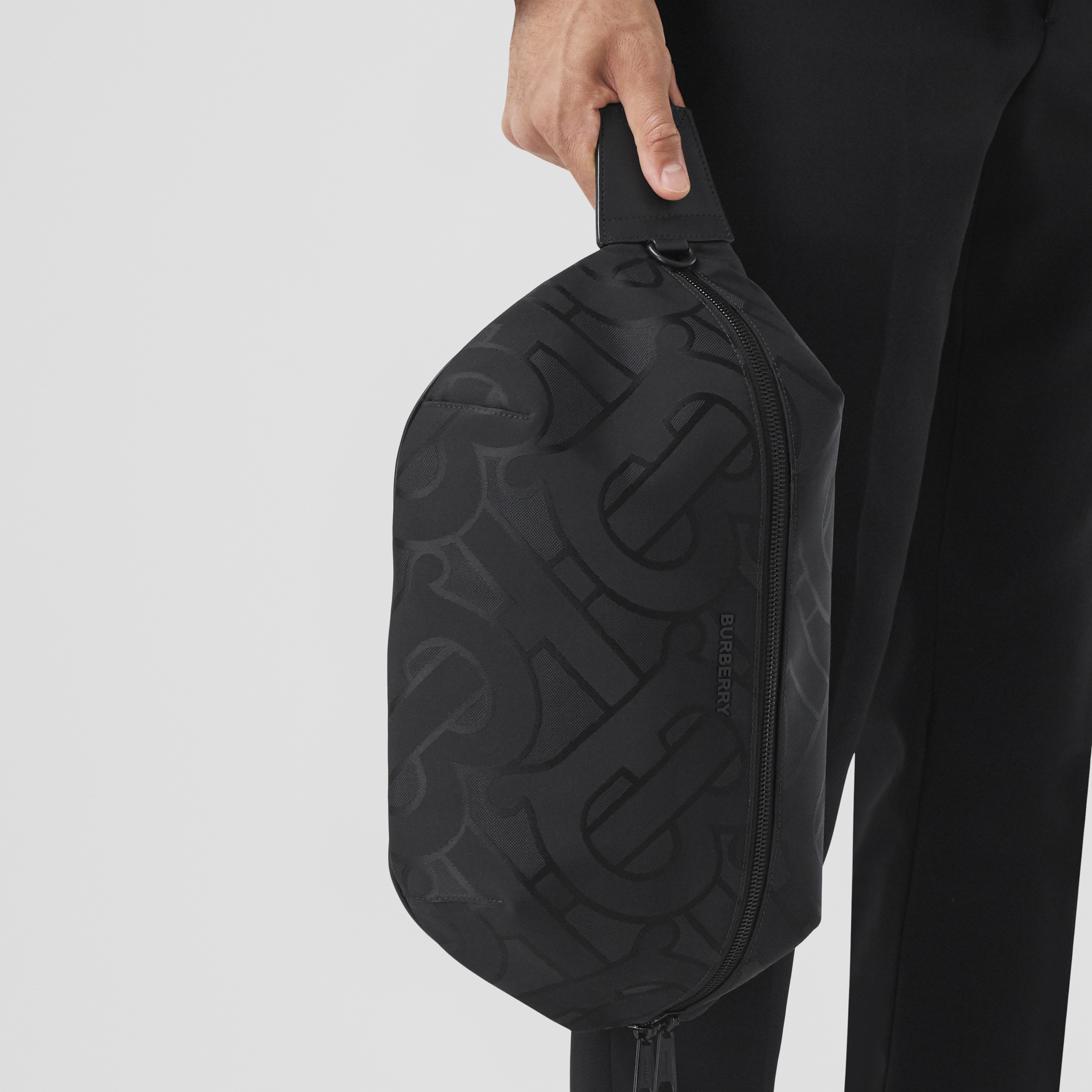 Large Monogram Recycled Polyester Sonny Bum Bag in Black - Men | Burberry® Official - 3
